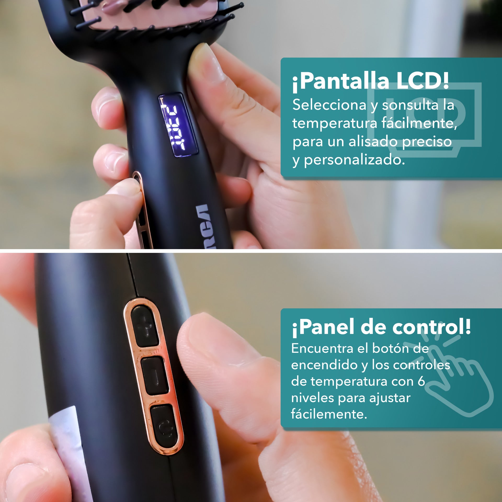 Rca Cepillo Alaciador Rc-p13n Cerámica 6 Niveles Color Negro