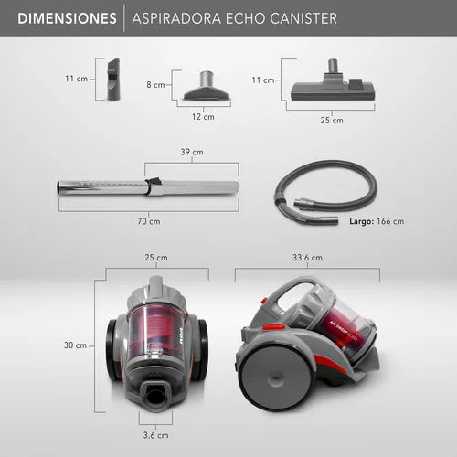 Rca Aspiradora Canister Echo Rc-a2 Color Rojo Color Gris Con Rojo