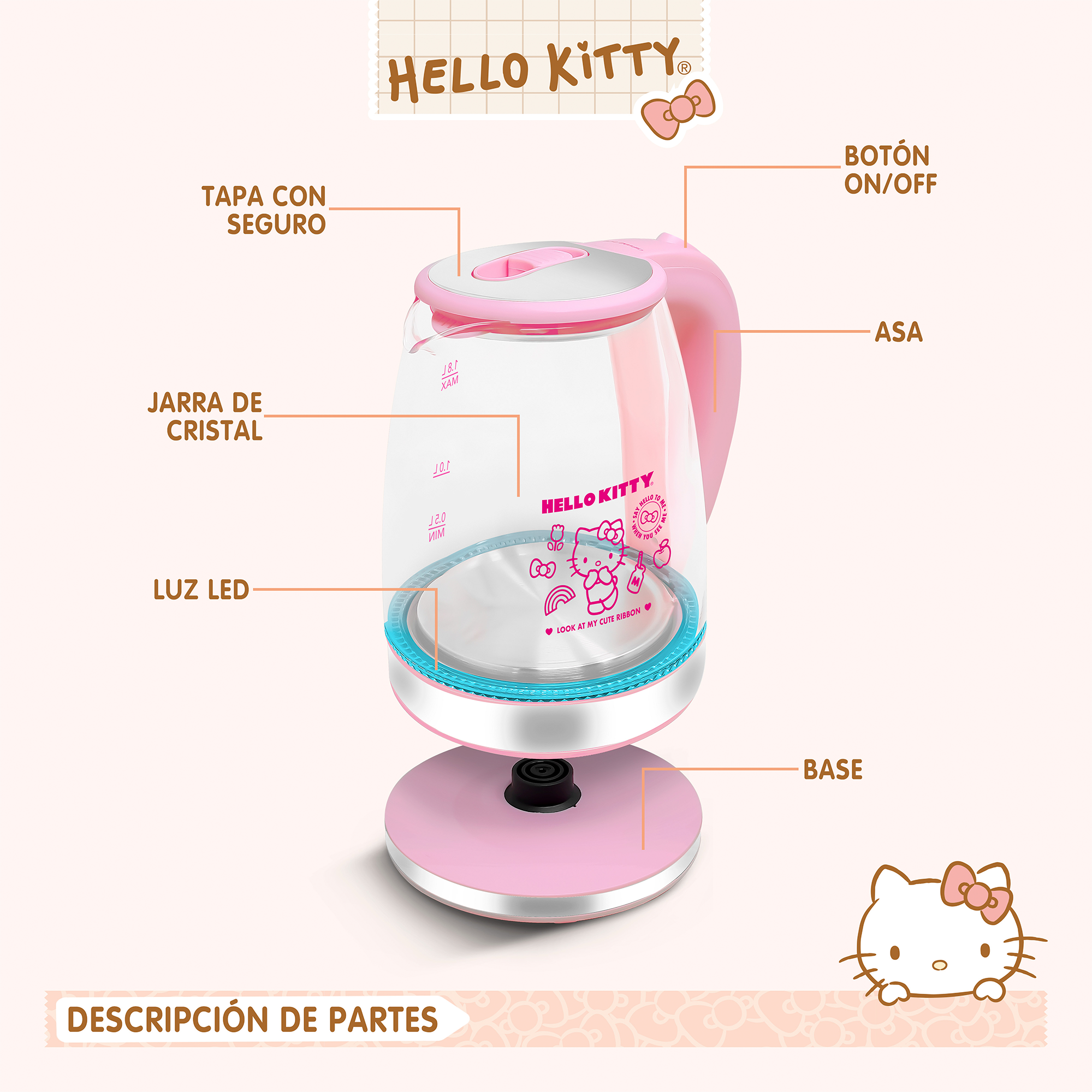 Tetera de Vidrio Hello Kitty HK-328
