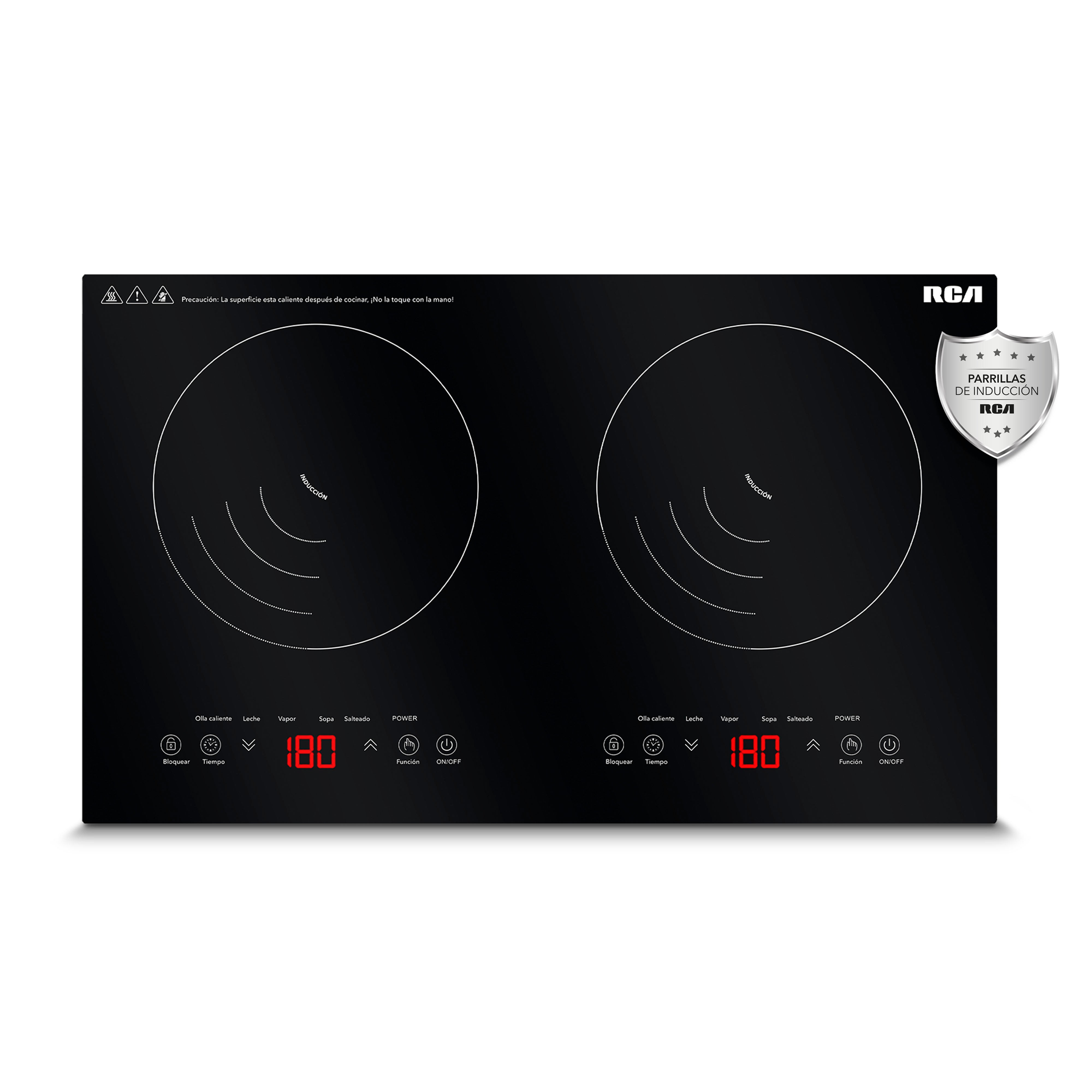 Parrilla De Inducción Empotrable 2 Quemadores Rc-12e2 Color Negro