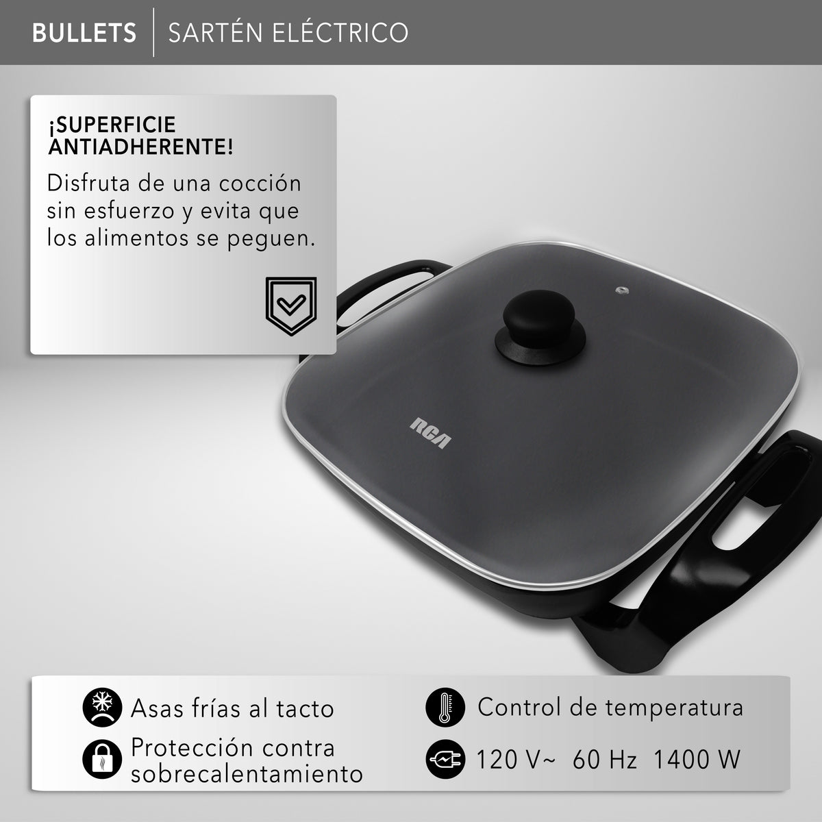Sartén Eléctrico con Temperatura Ajustable RC-3030C