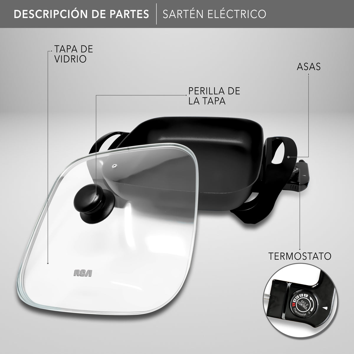 Sartén Eléctrico con Temperatura Ajustable RC-3030C