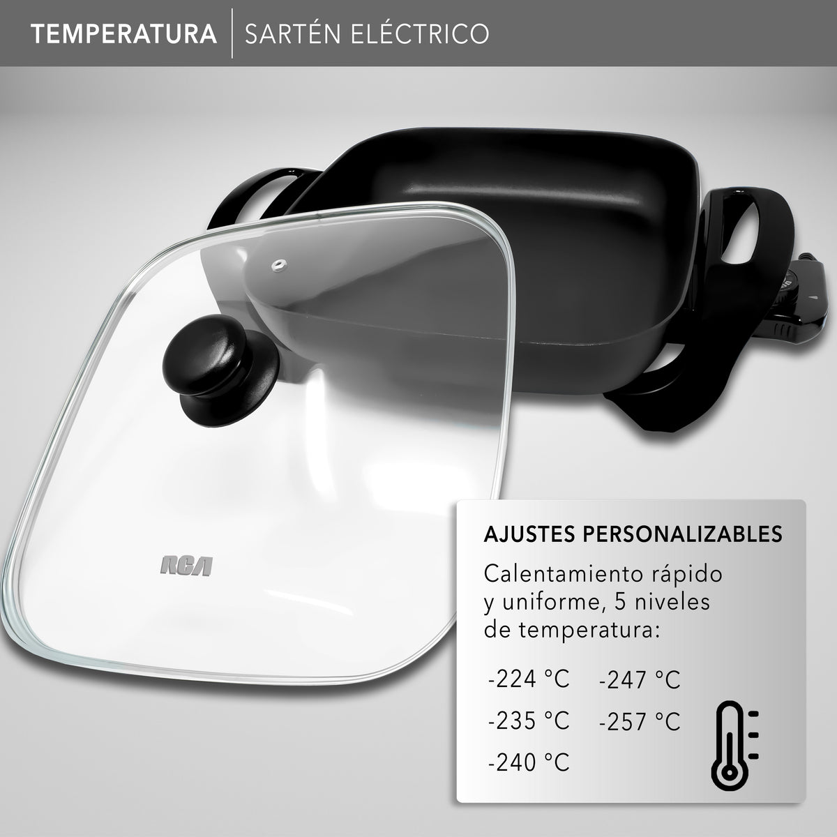 Sartén Eléctrico con Temperatura Ajustable RC-3030C