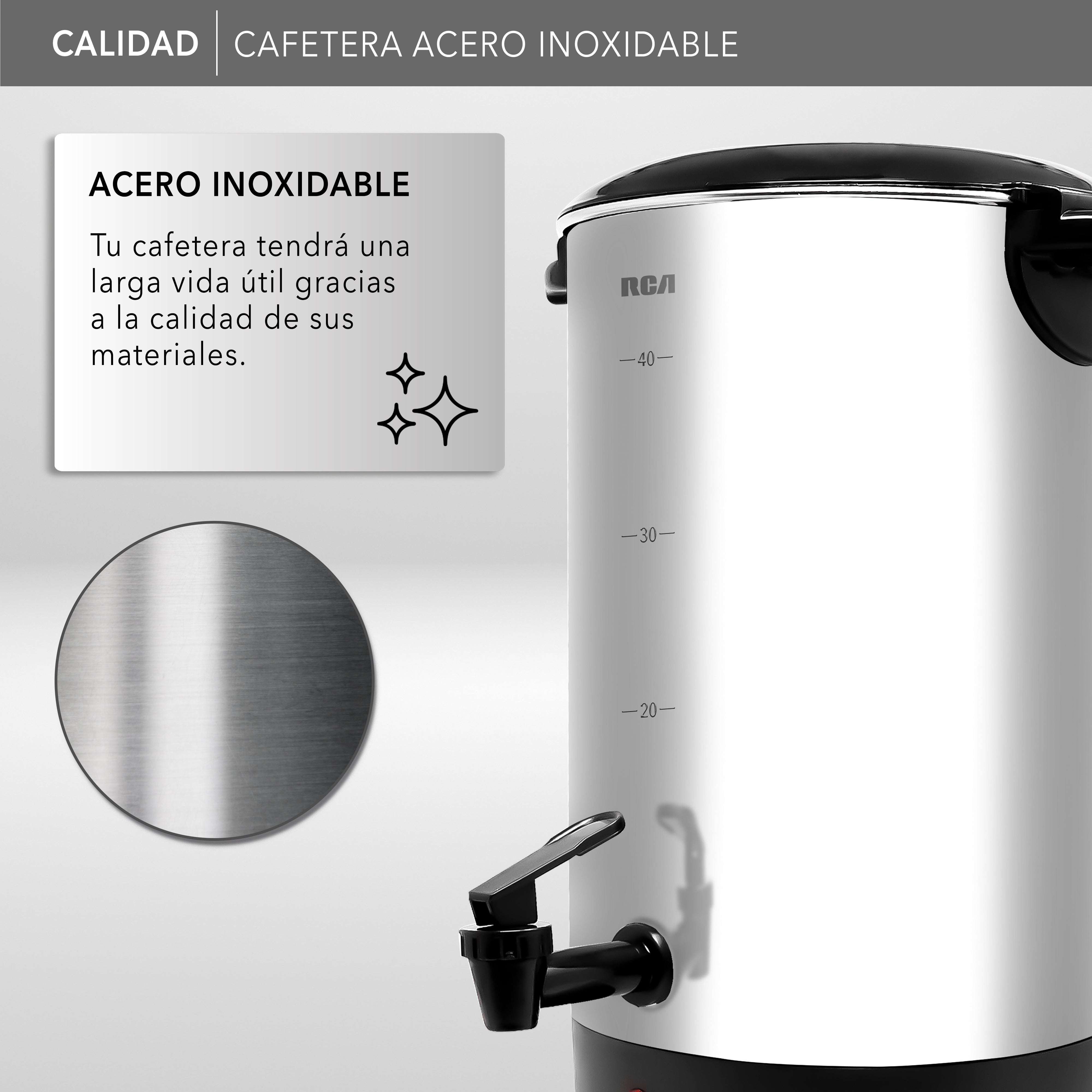 Cafetera de Acero Inoxidable de 40 Tazas RC-6L