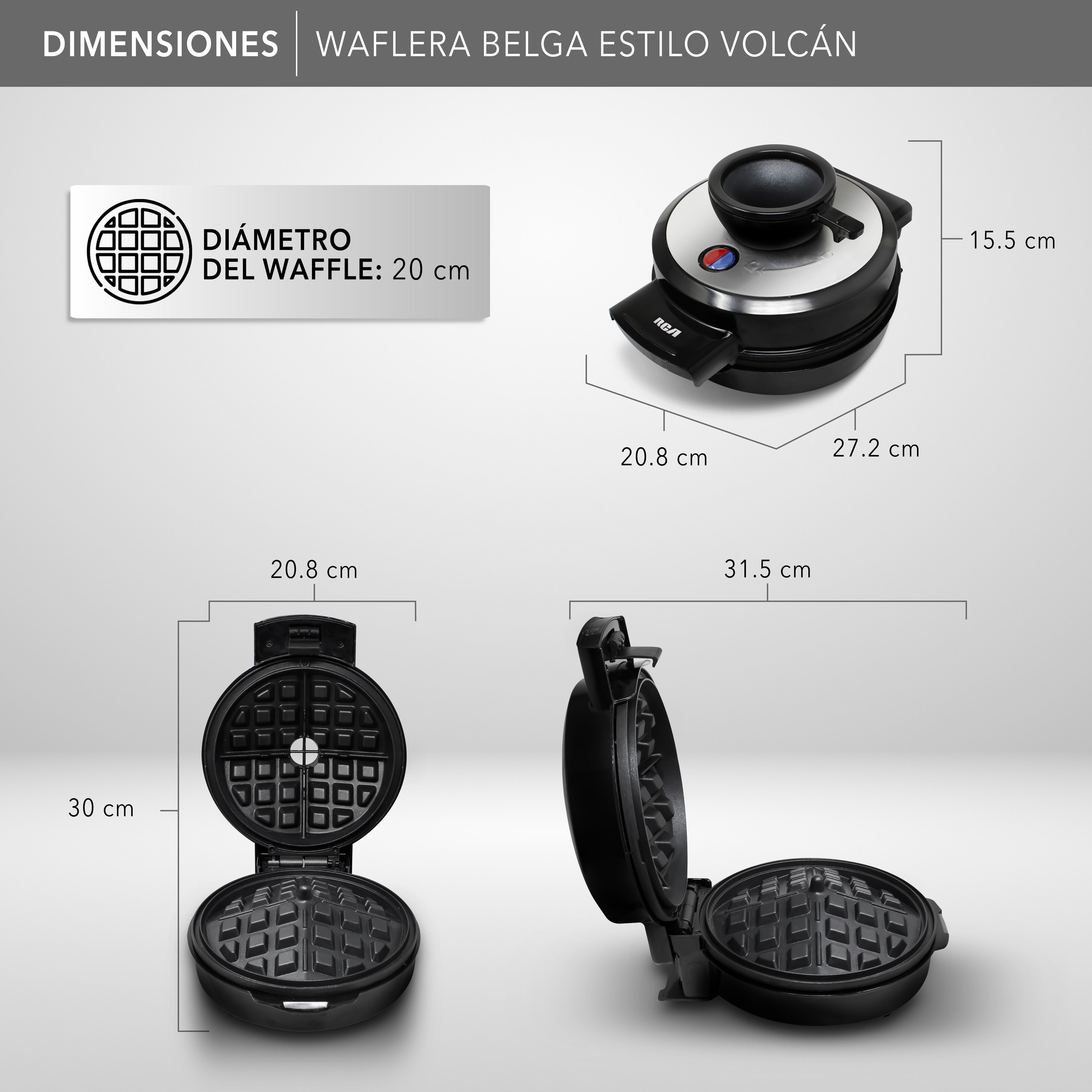 Waflera Belga Eléctrica Estilo Volcán RC-92