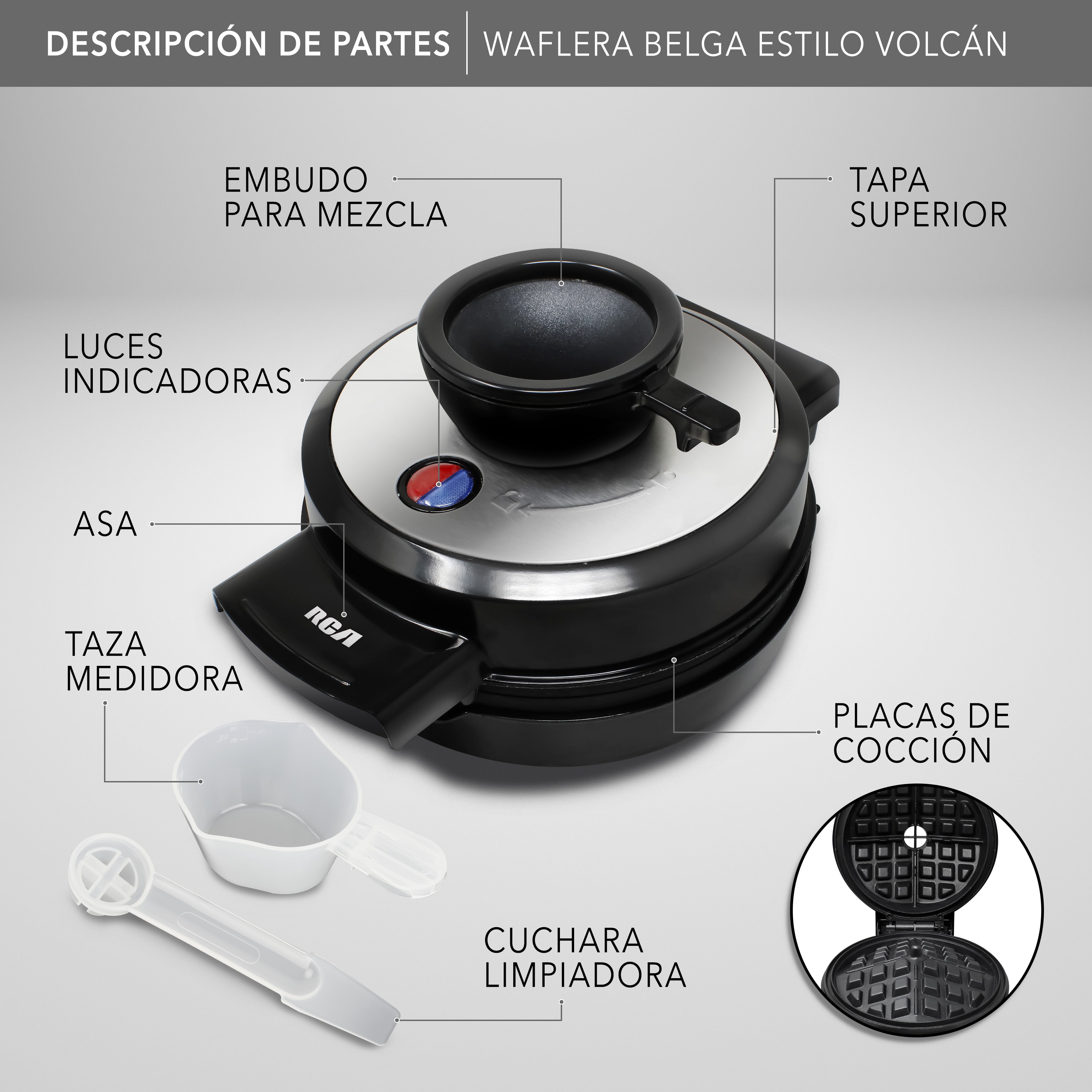 Waflera Belga Eléctrica Estilo Volcán RC-92