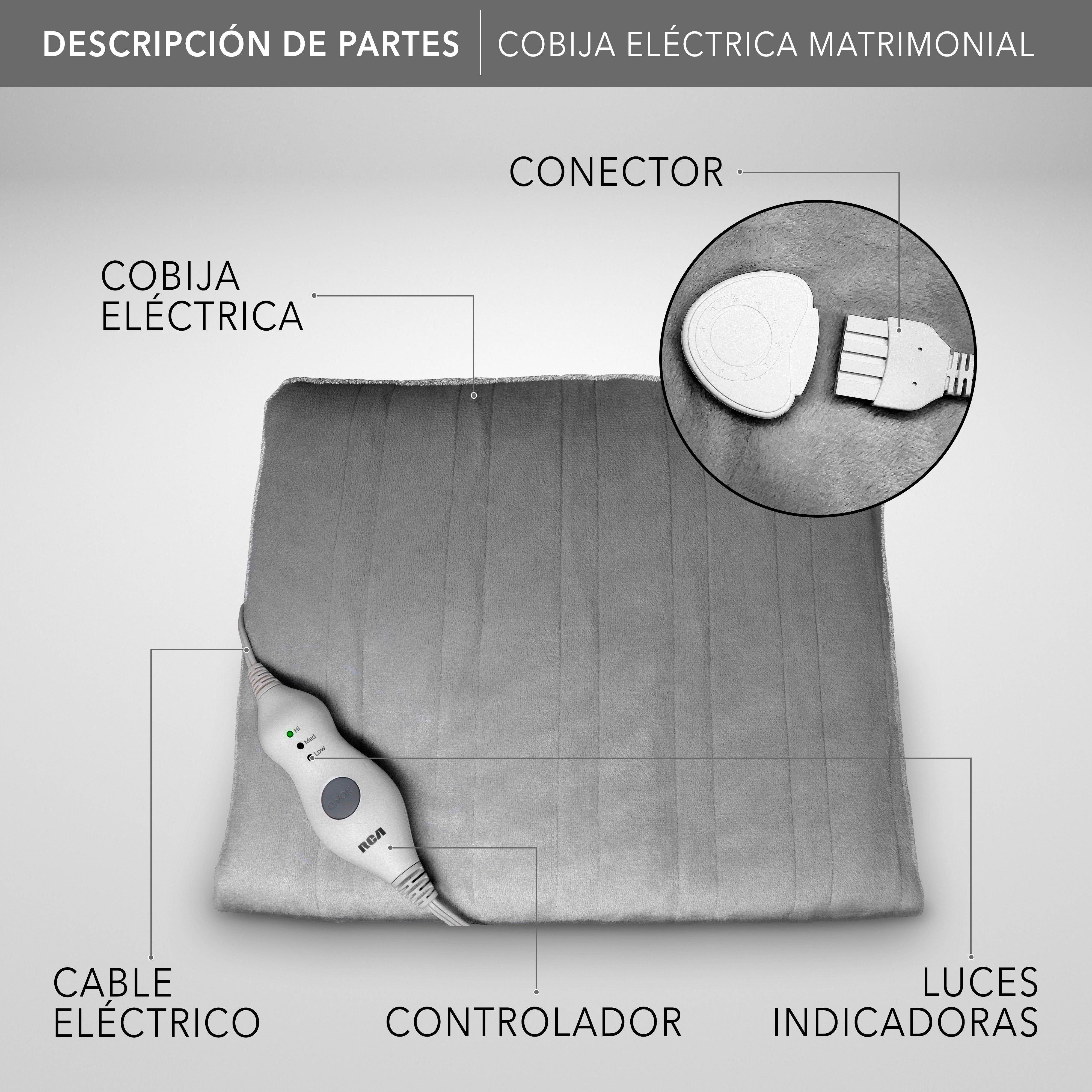 RCA Cobija Eléctrica RC-CO2 Matrimonial 216 x 191 cm, 3 Niveles Gris.