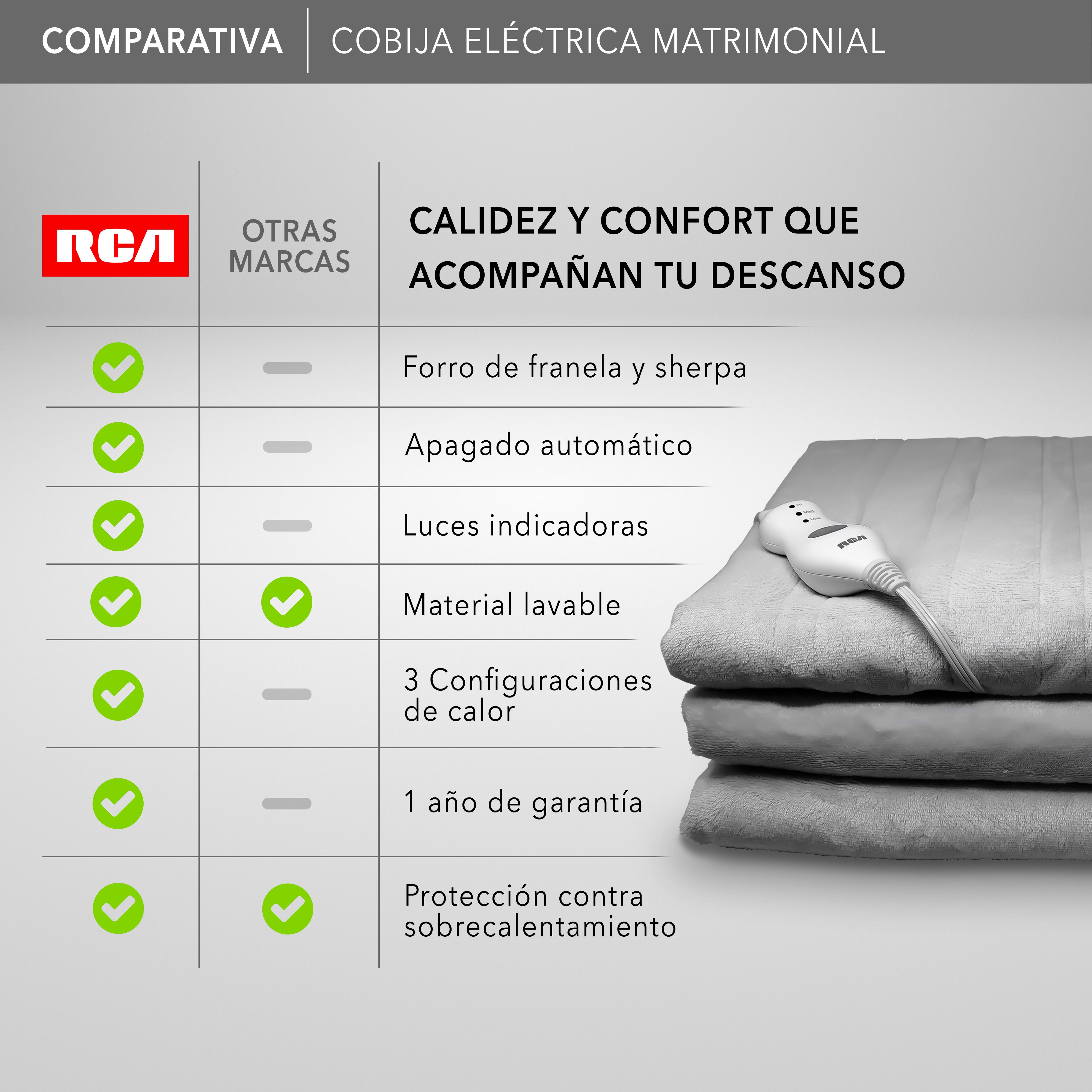 RCA Cobija Eléctrica RC-CO2 Matrimonial 216 x 191 cm, 3 Niveles Gris.