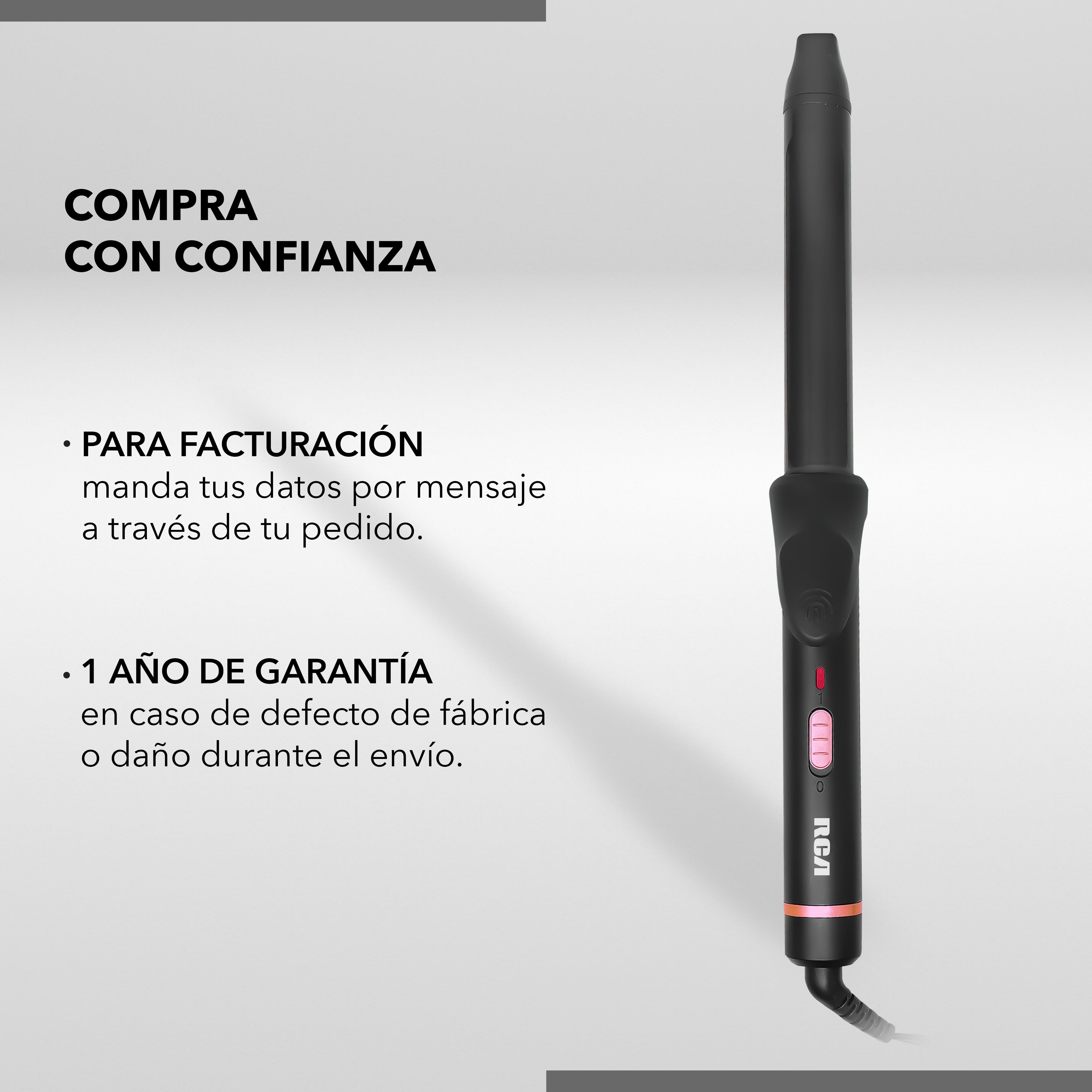 Rca Rizador De Cabello Rc-p9n Con Barril De Cerámica Negro Negro