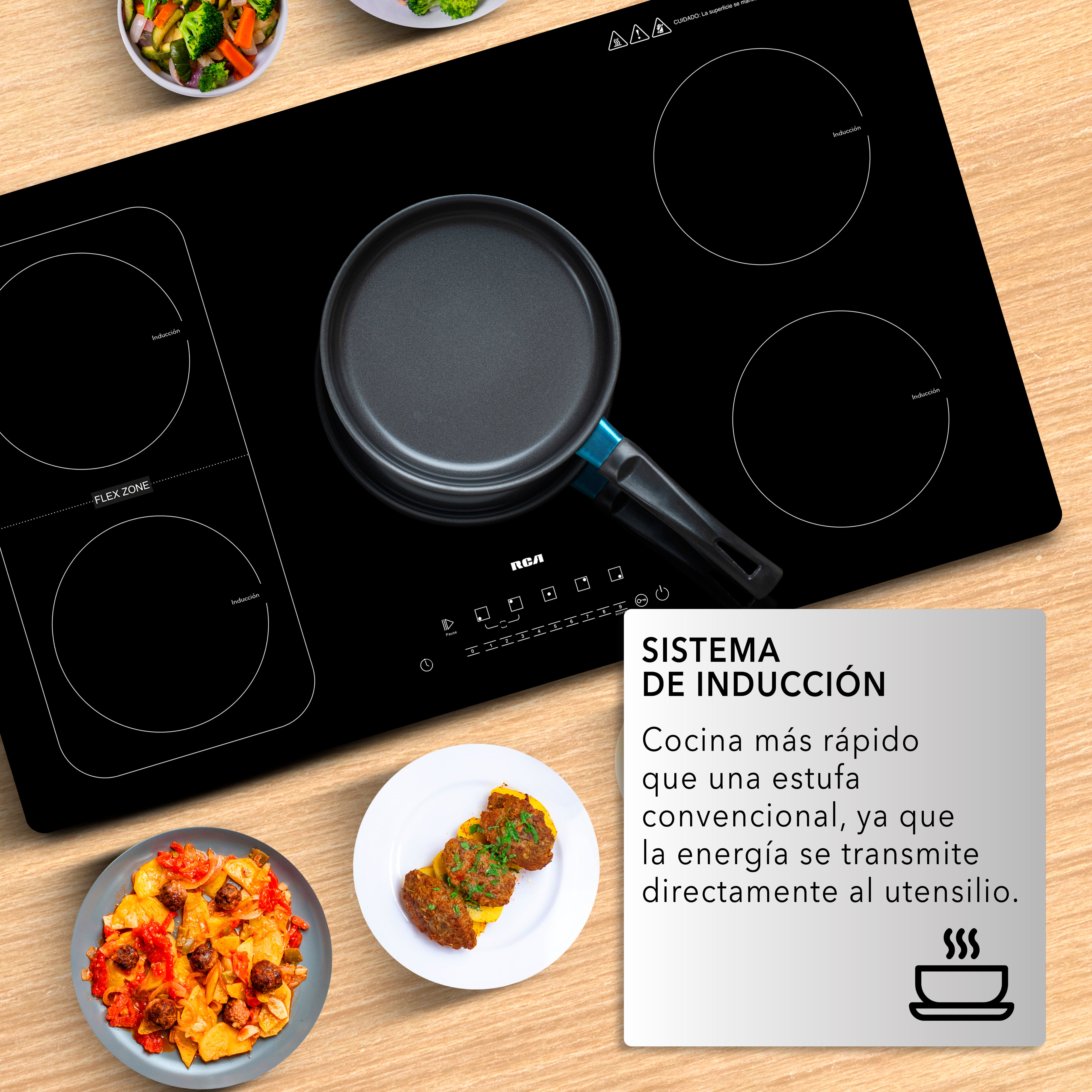 RCA Parrilla De Inducción Cuádruple RC-12A15 Color Negro