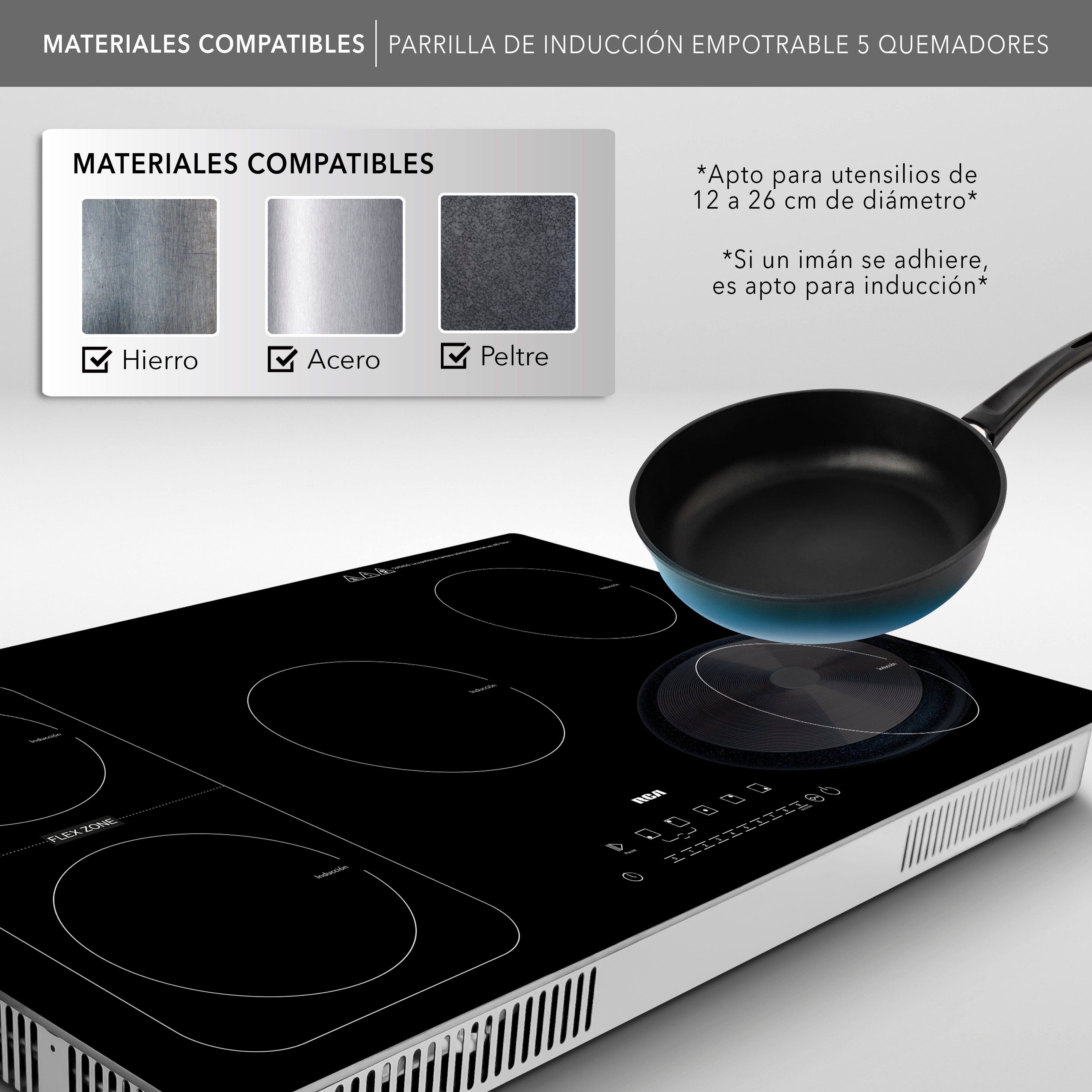 RCA Parrilla De Inducción Cuádruple RC-12A15 Color Negro