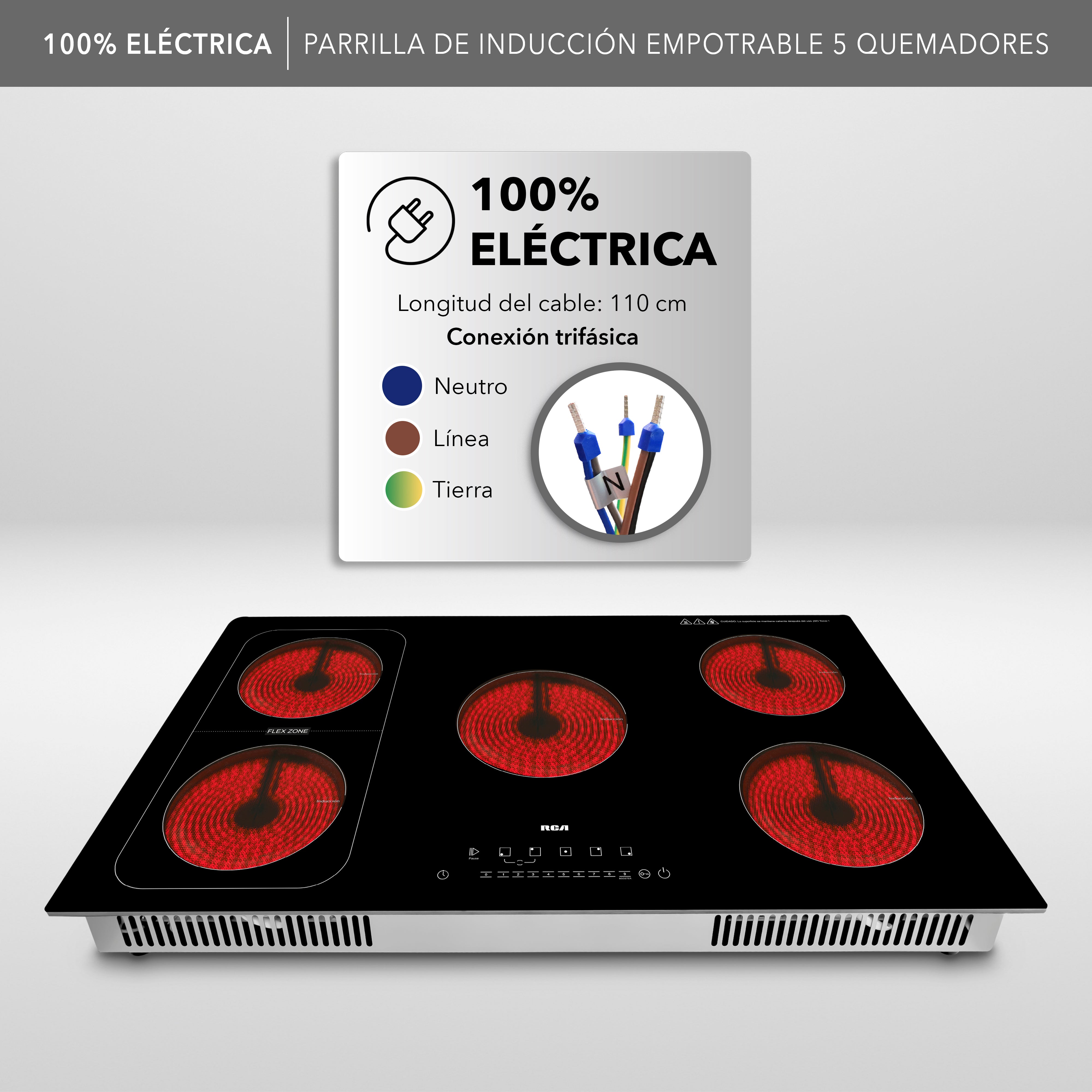 RCA Parrilla De Inducción Cuádruple RC-12A15 Color Negro