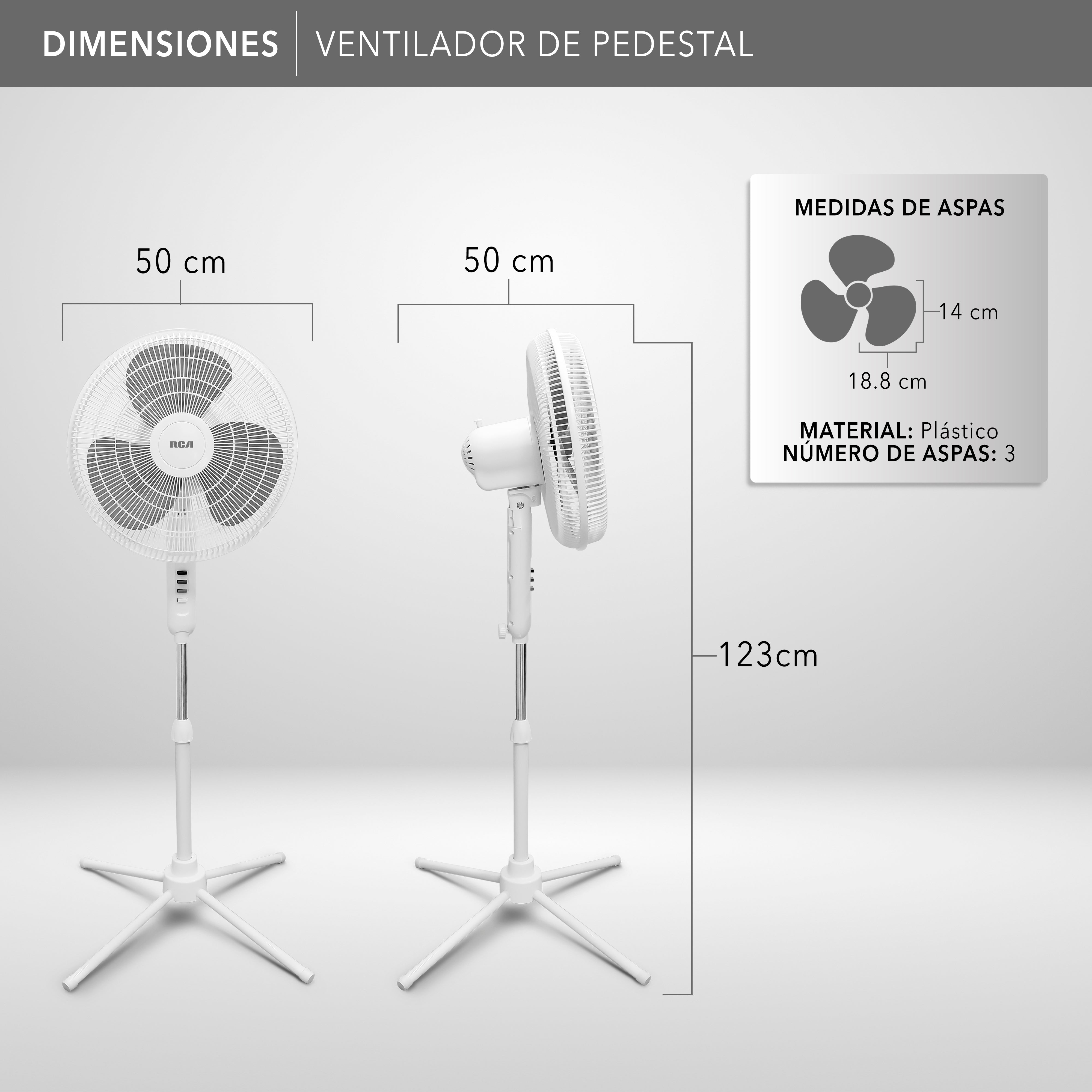 Ventilador de Pedestal con 3 Velocidades y Función Oscilatoria RC-16B1