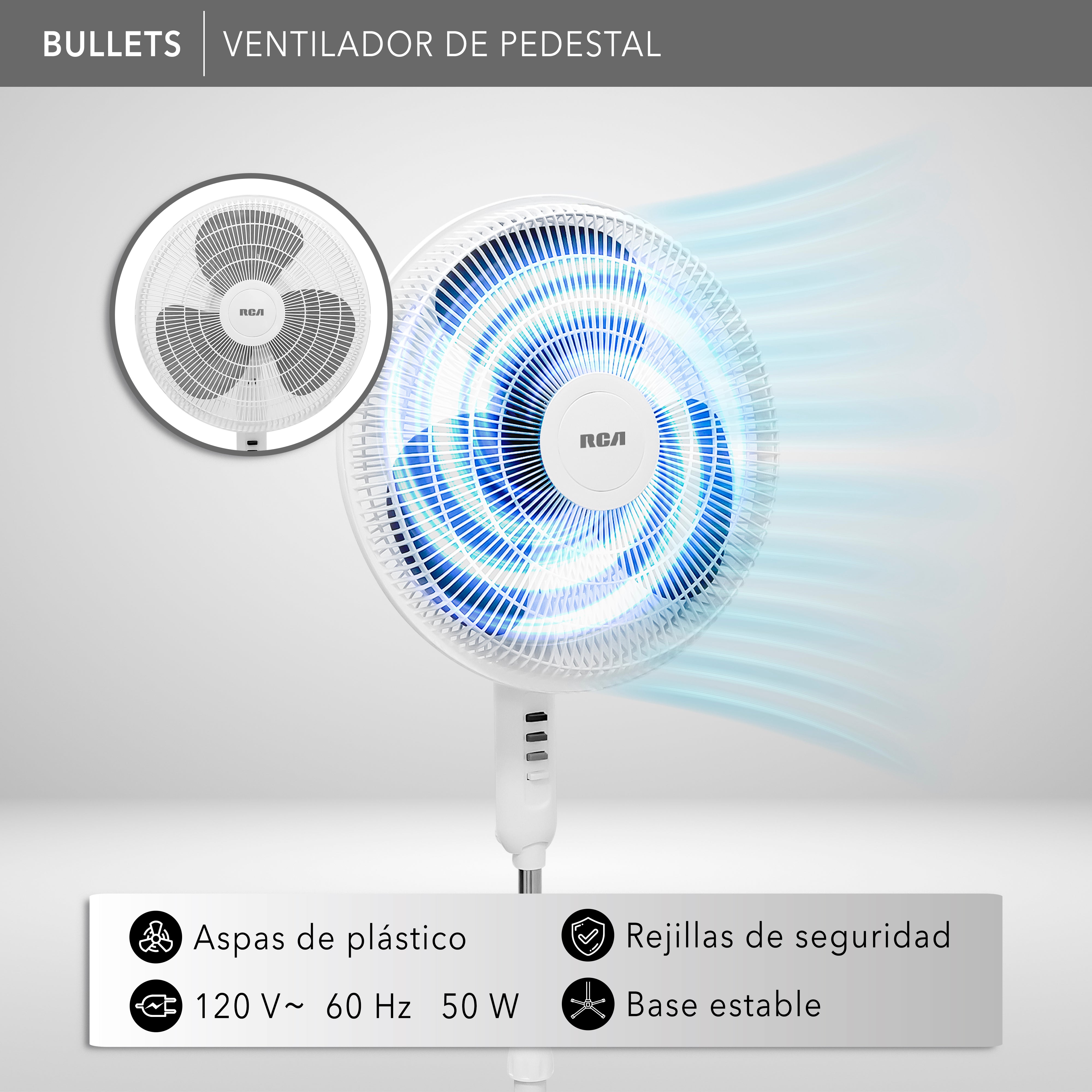 Ventilador de Pedestal con 3 Velocidades y Función Oscilatoria RC-16B1