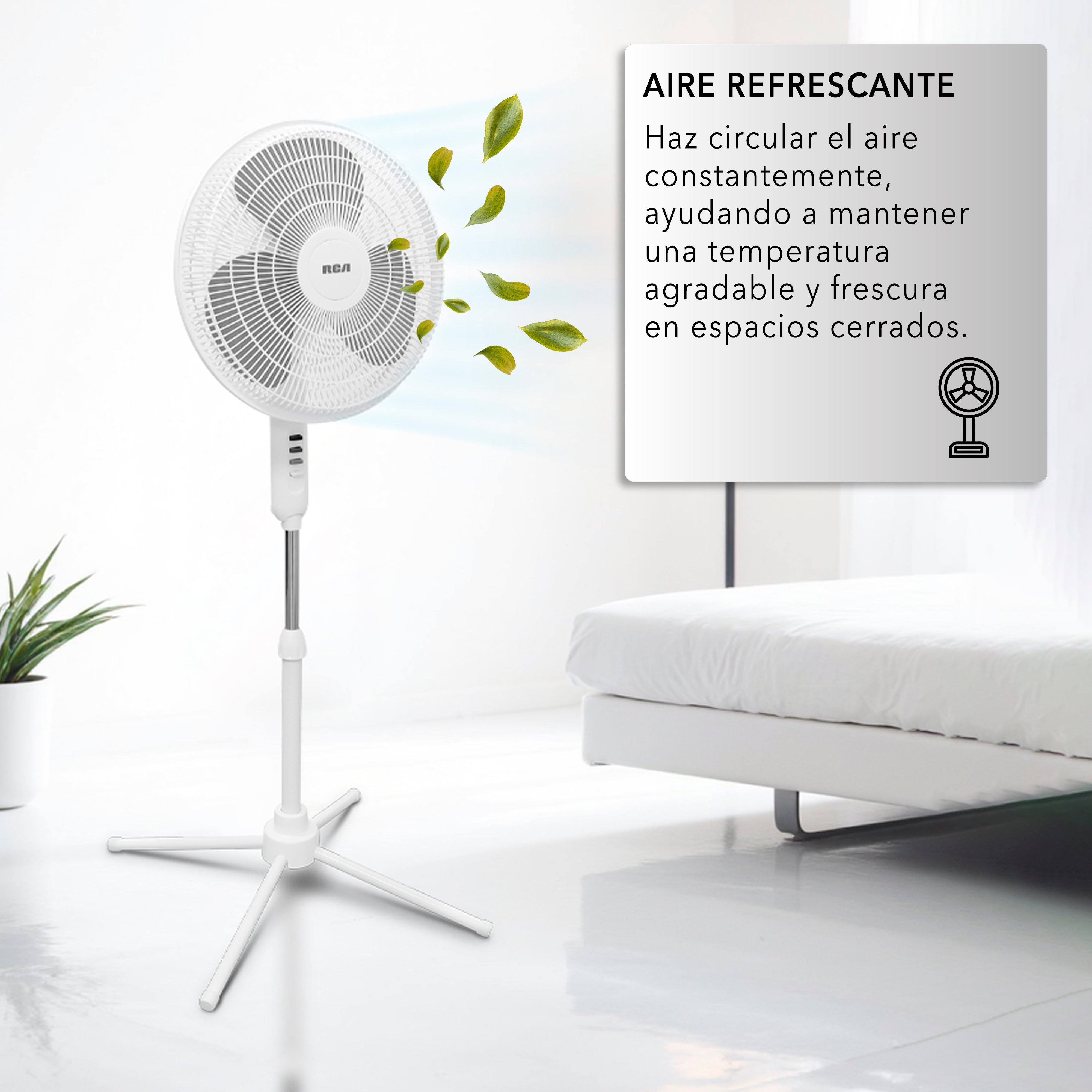 Ventilador de Pedestal con 3 Velocidades y Función Oscilatoria RC-16B1