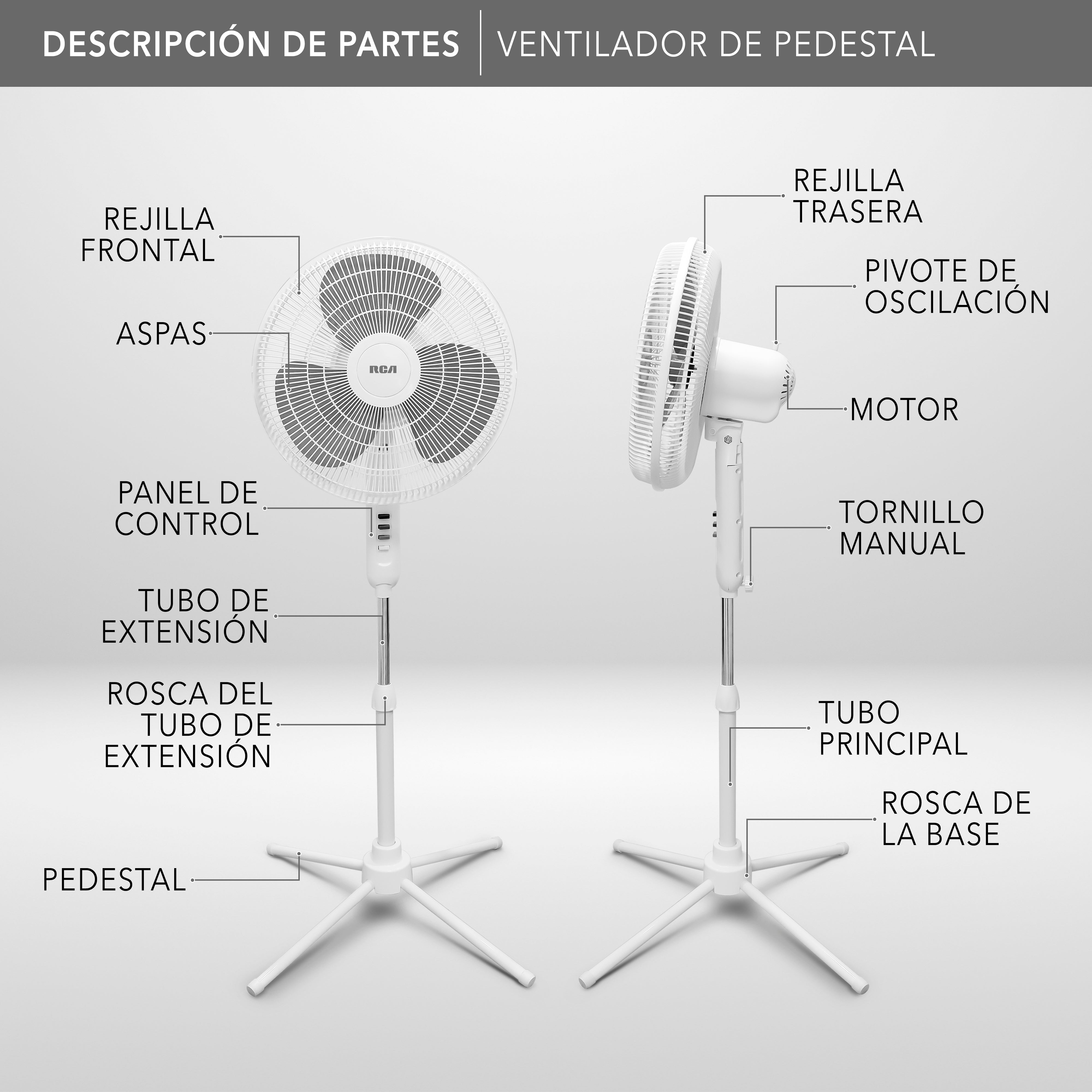 Ventilador de Pedestal con 3 Velocidades y Función Oscilatoria RC-16B1