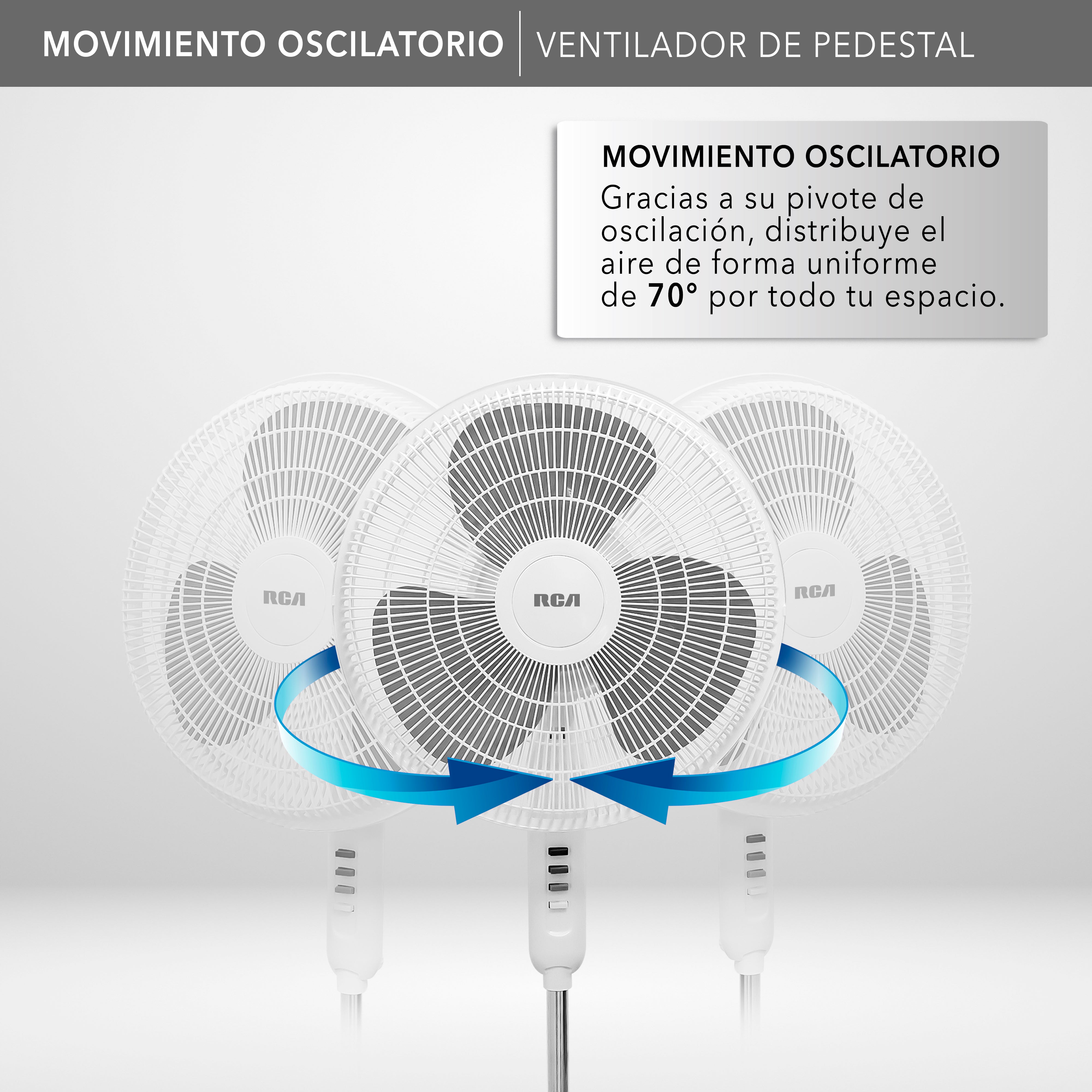 Ventilador de Pedestal con 3 Velocidades y Función Oscilatoria RC-16B1