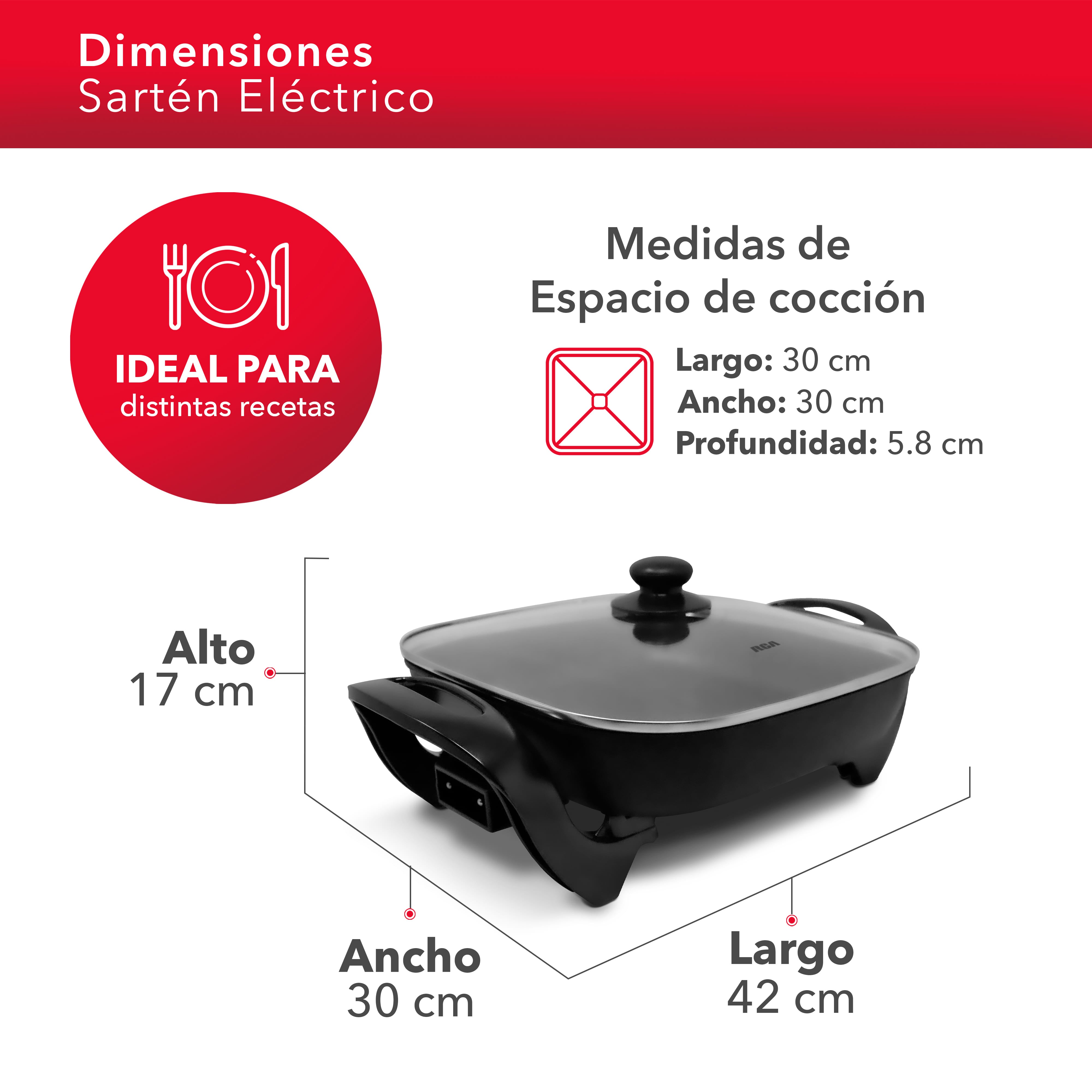 Sartén Eléctrico con Temperatura Ajustable RC-3030C