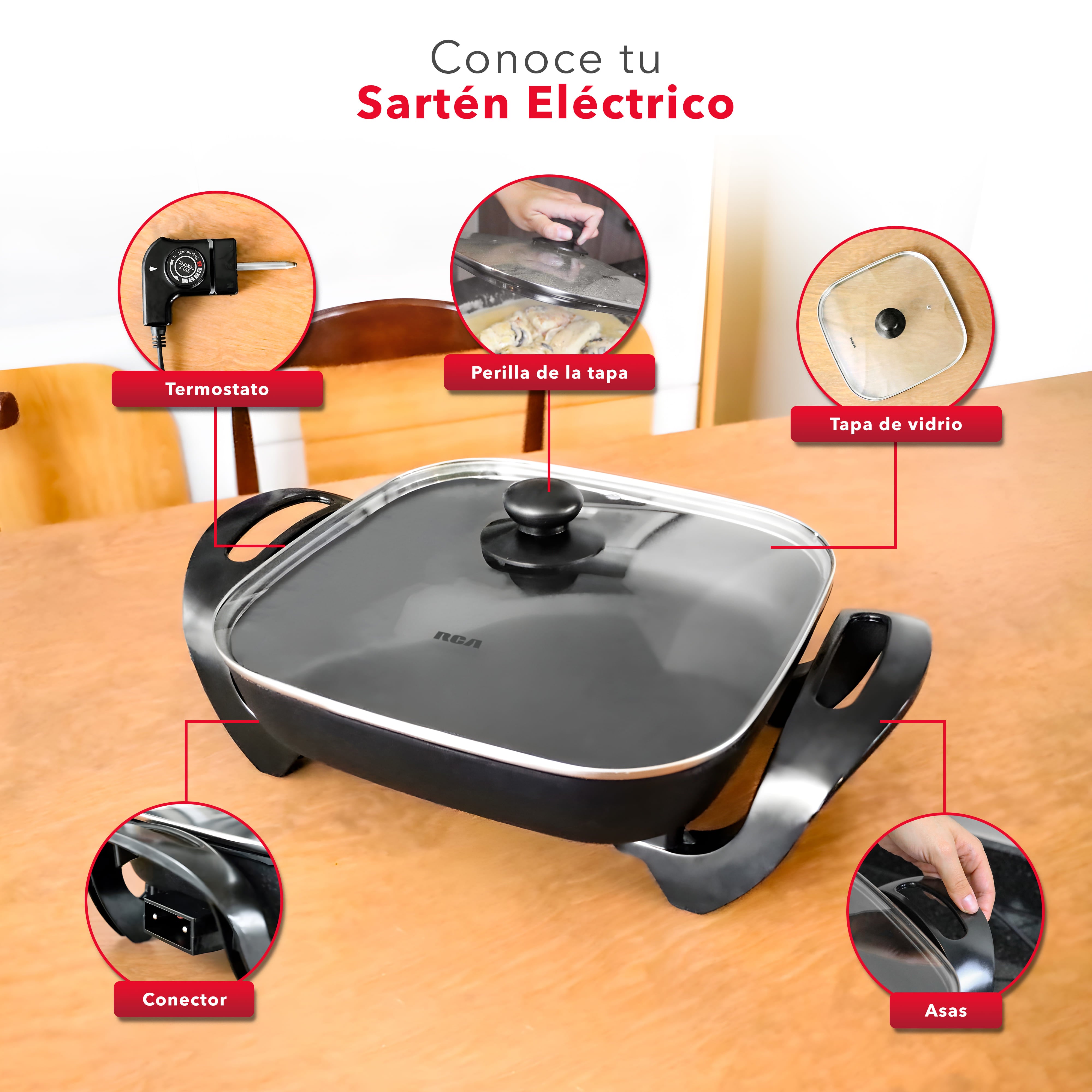 Sartén Eléctrico con Temperatura Ajustable RC-3030C