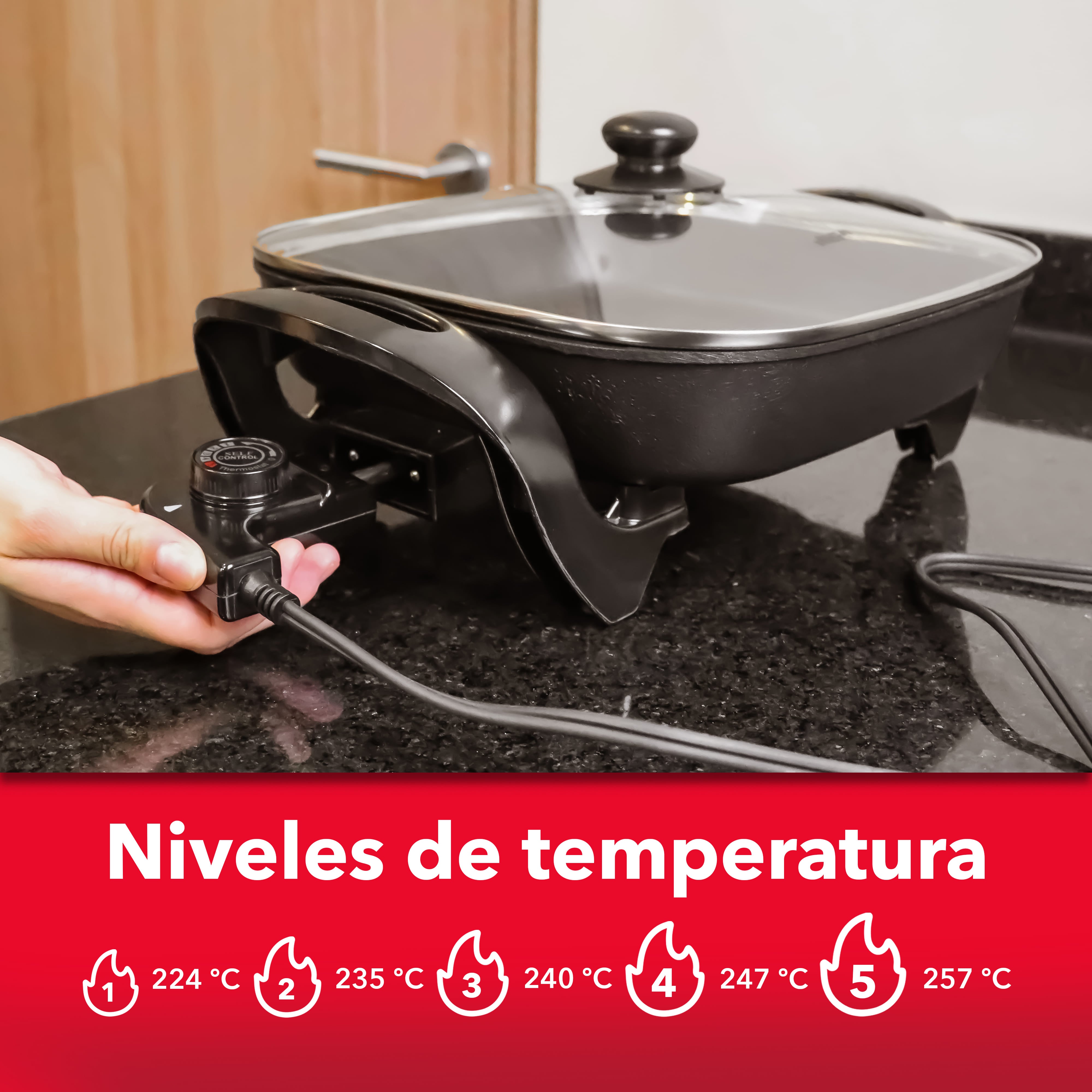 Sartén Eléctrico con Temperatura Ajustable RC-3030C