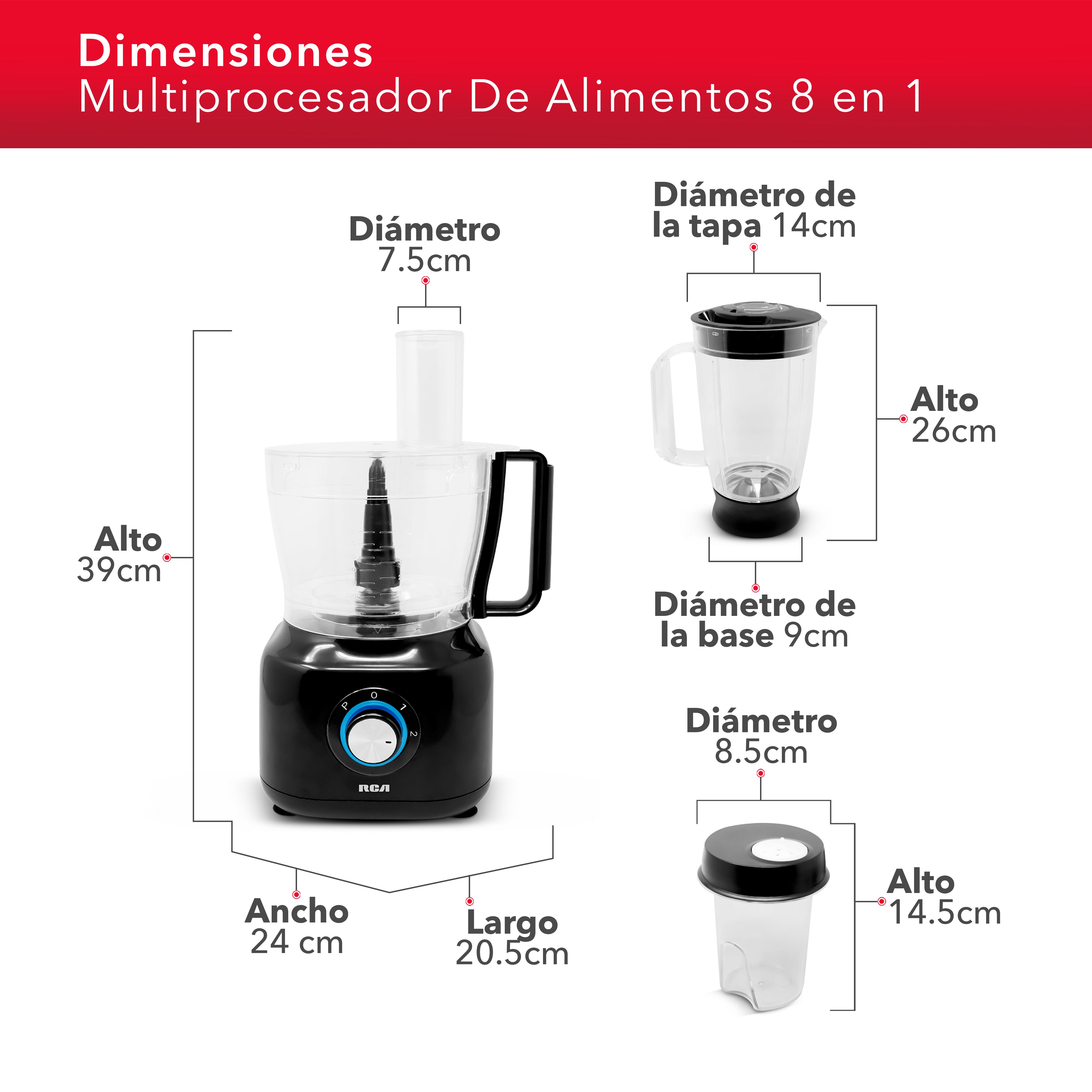 Procesador de alimentos 8 en 1 RC-3196