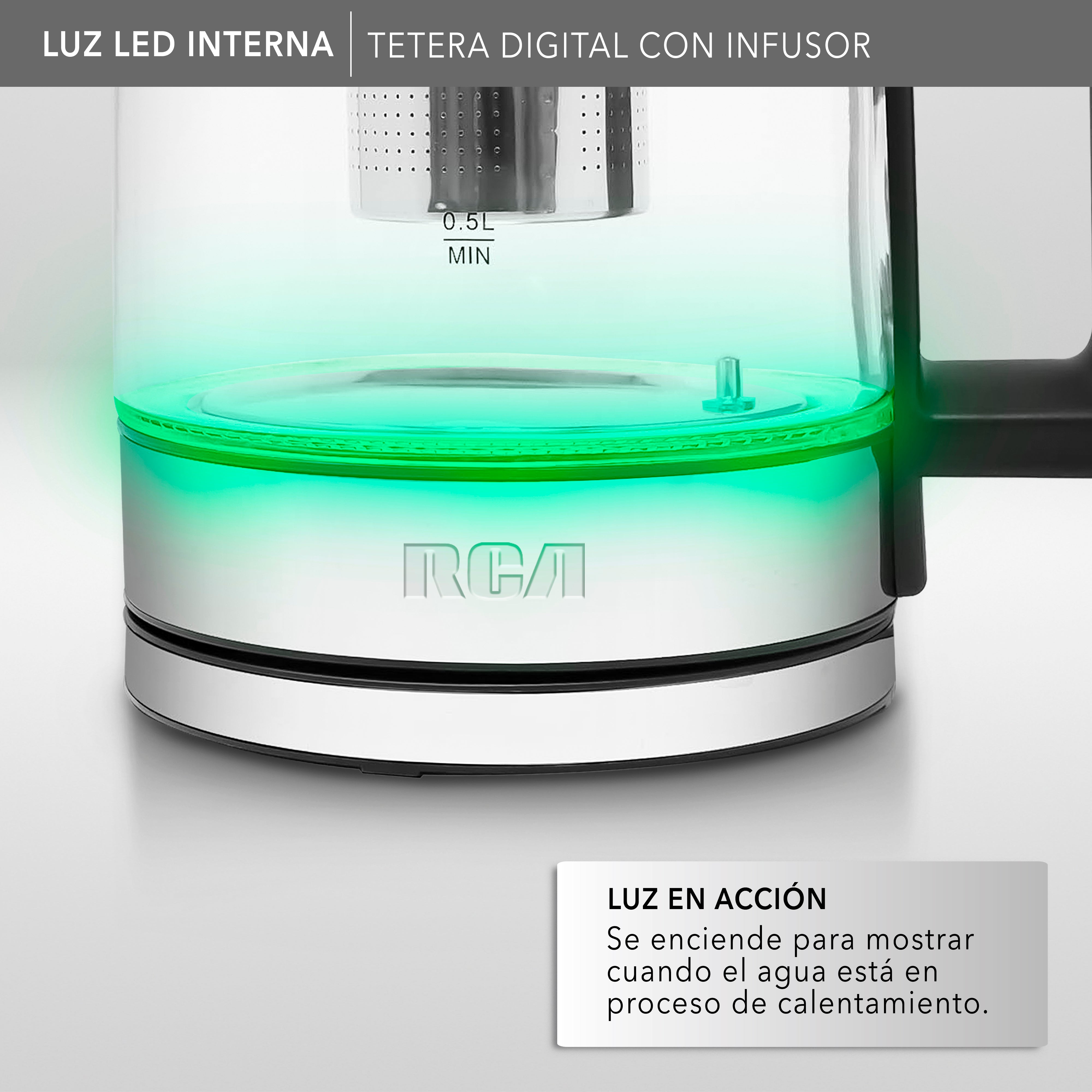 Rca Tetera Eléctrica Digital Con Infusor Rc-330 Color Negro