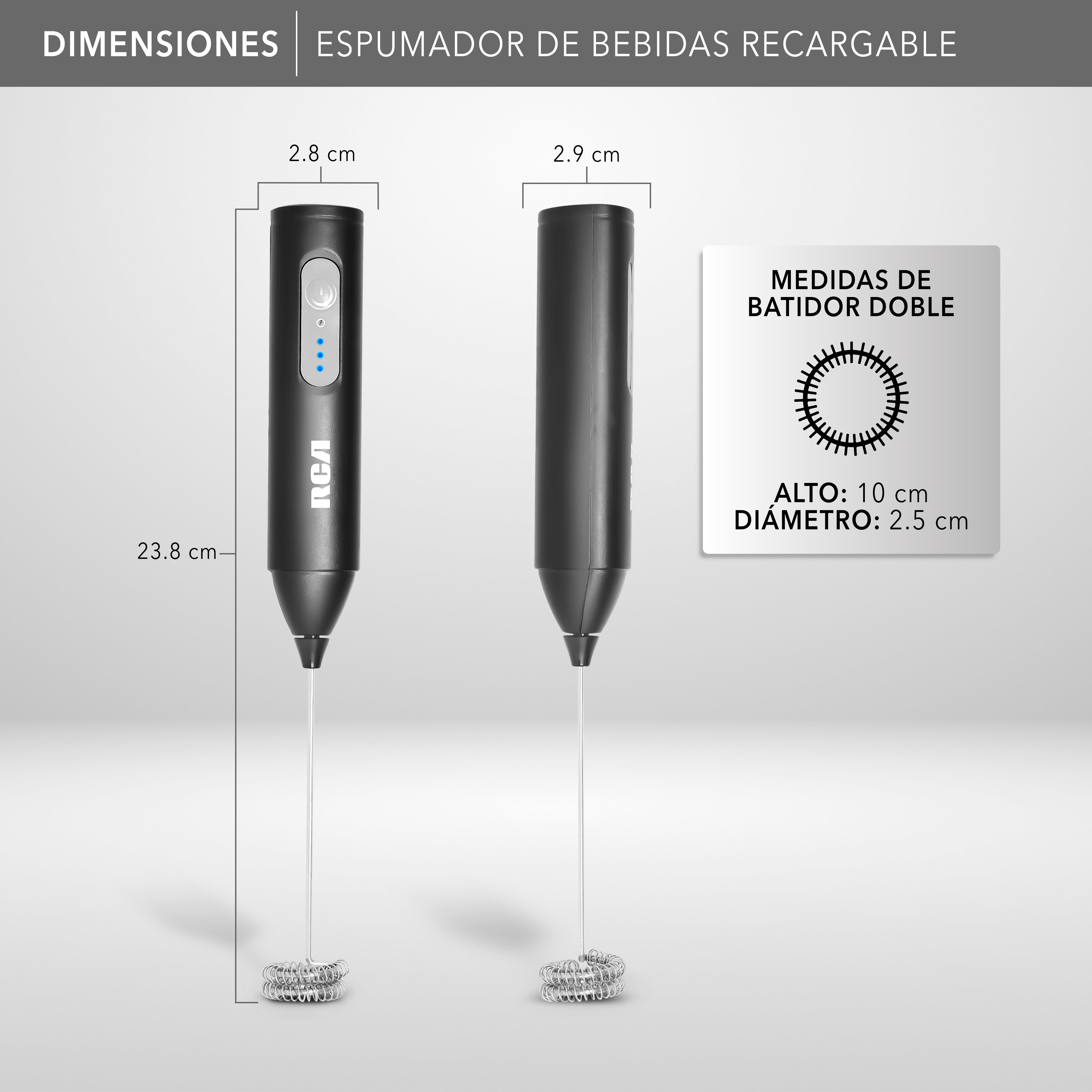 Rca Espumador Eléctrico Recargable De Acero Inoxidable Negro rc-60