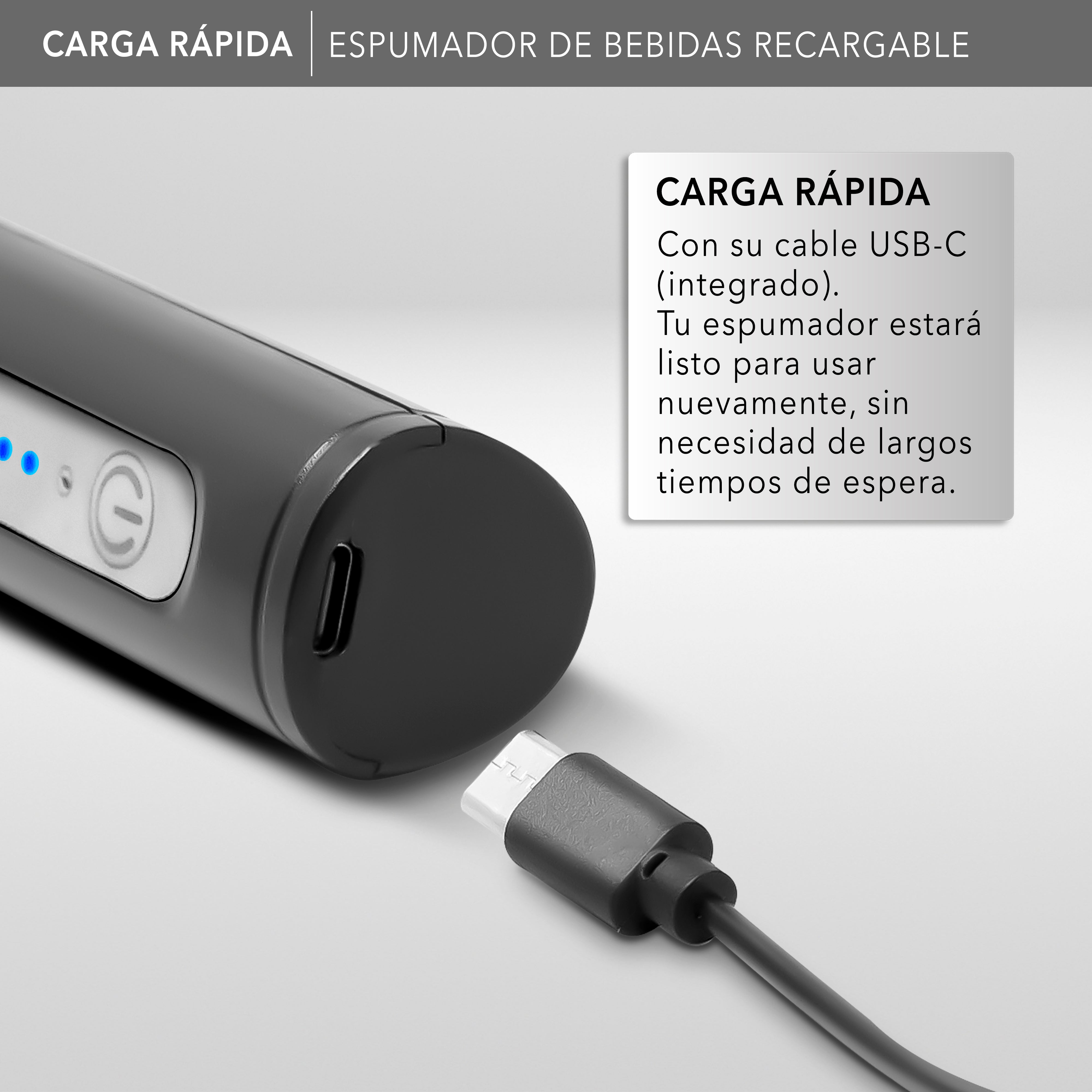 Rca Espumador Eléctrico Recargable De Acero Inoxidable Negro rc-60