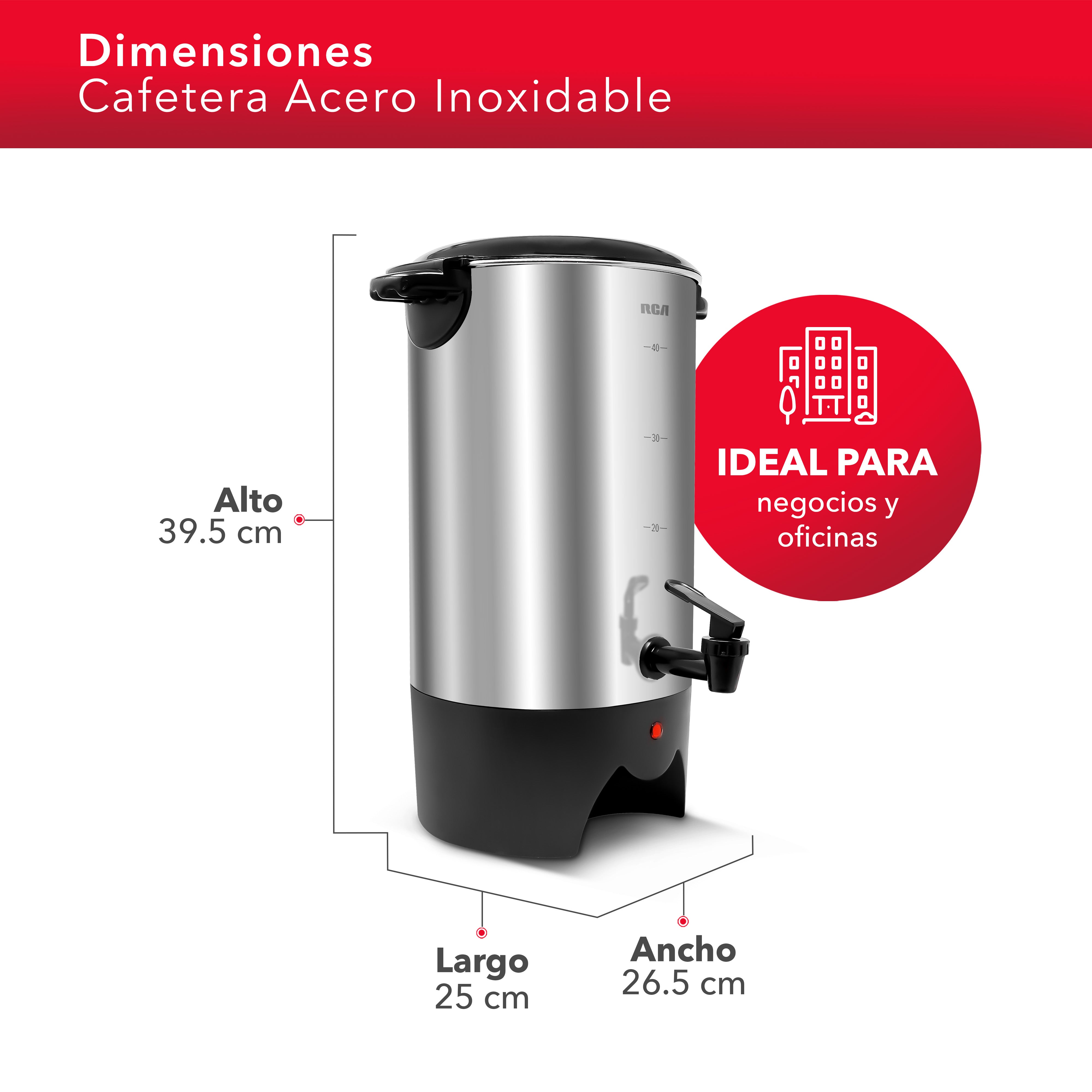 Cafetera de Acero Inoxidable de 40 Tazas RC-6L
