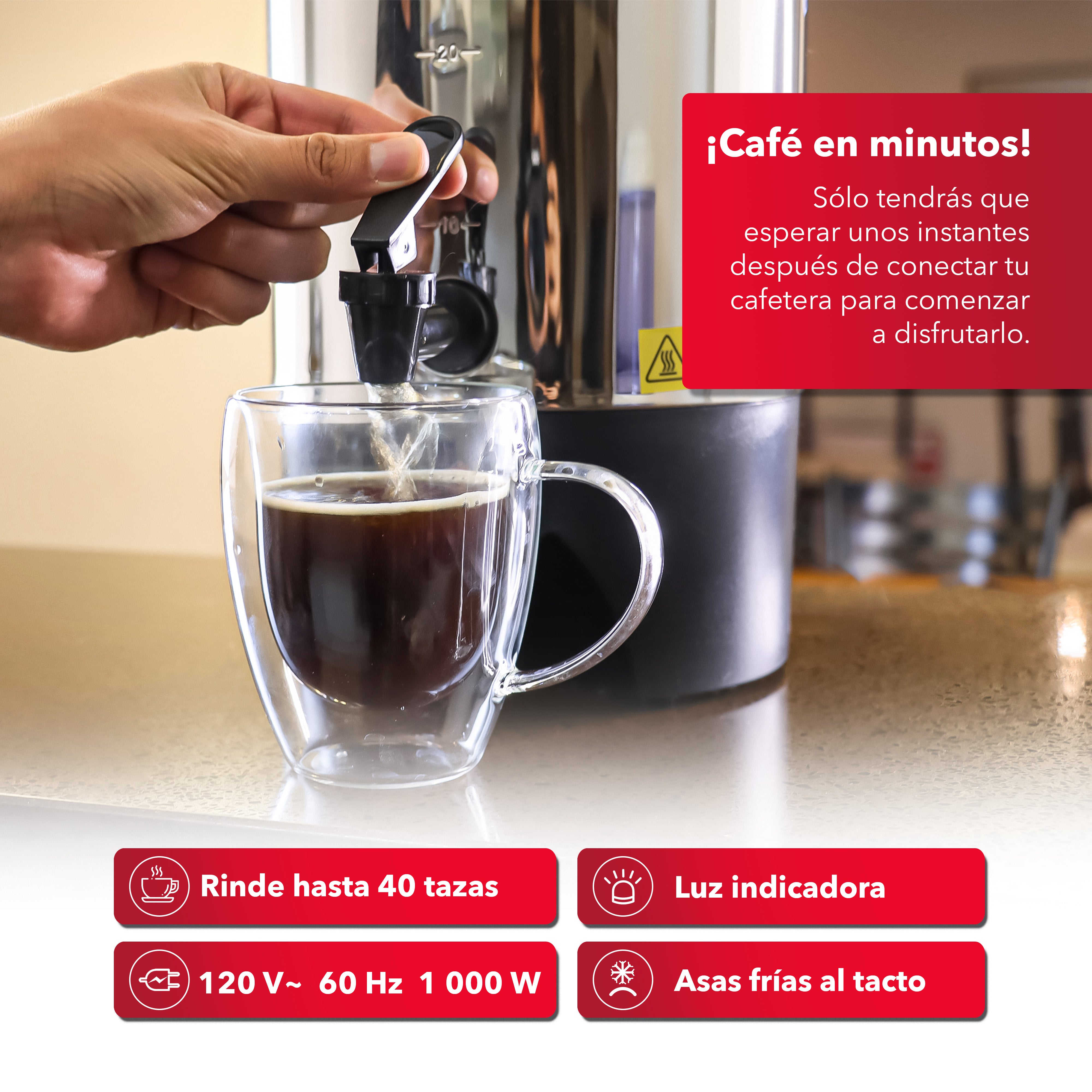 Cafetera de Acero Inoxidable de 40 Tazas RC-6L