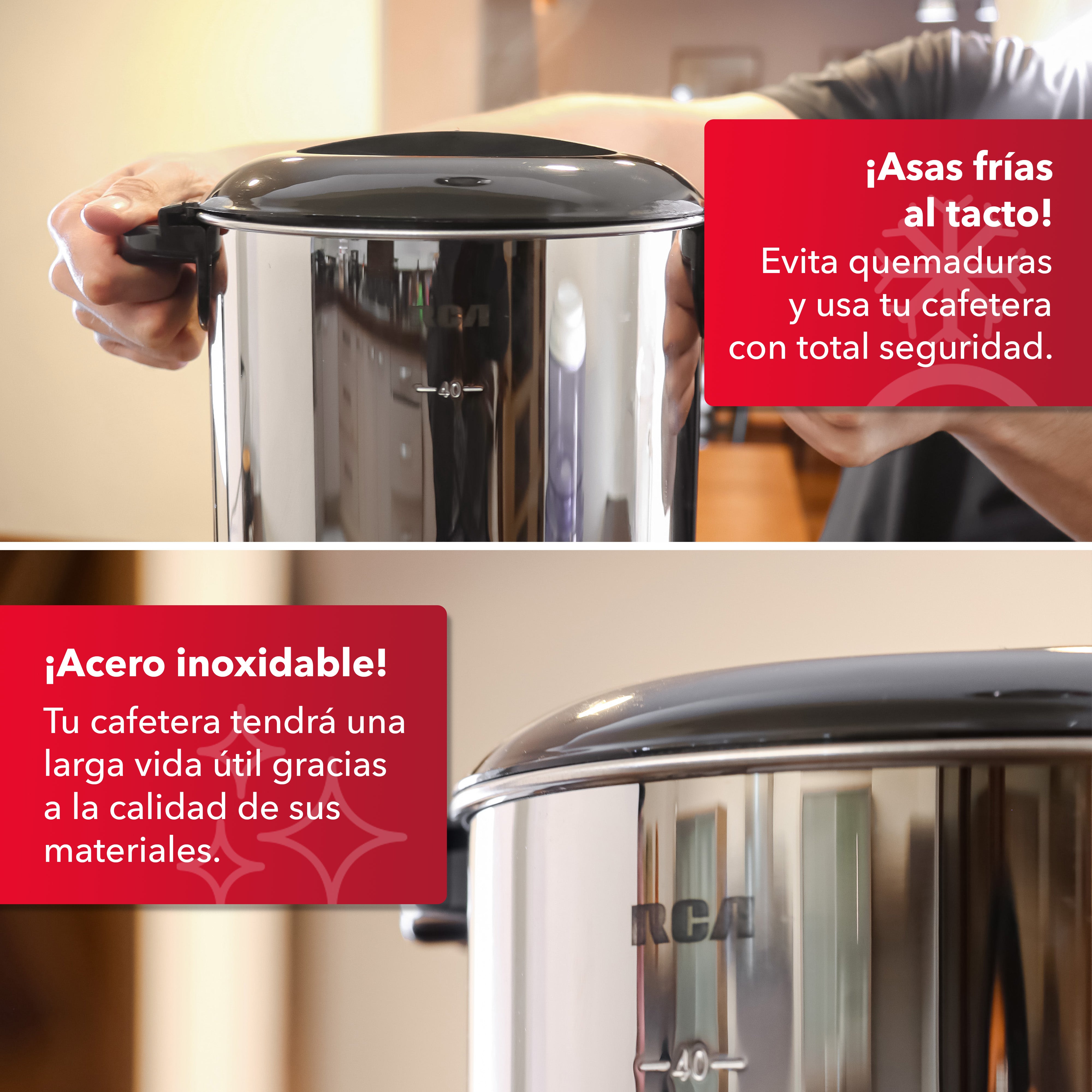 Cafetera de Acero Inoxidable de 40 Tazas RC-6L
