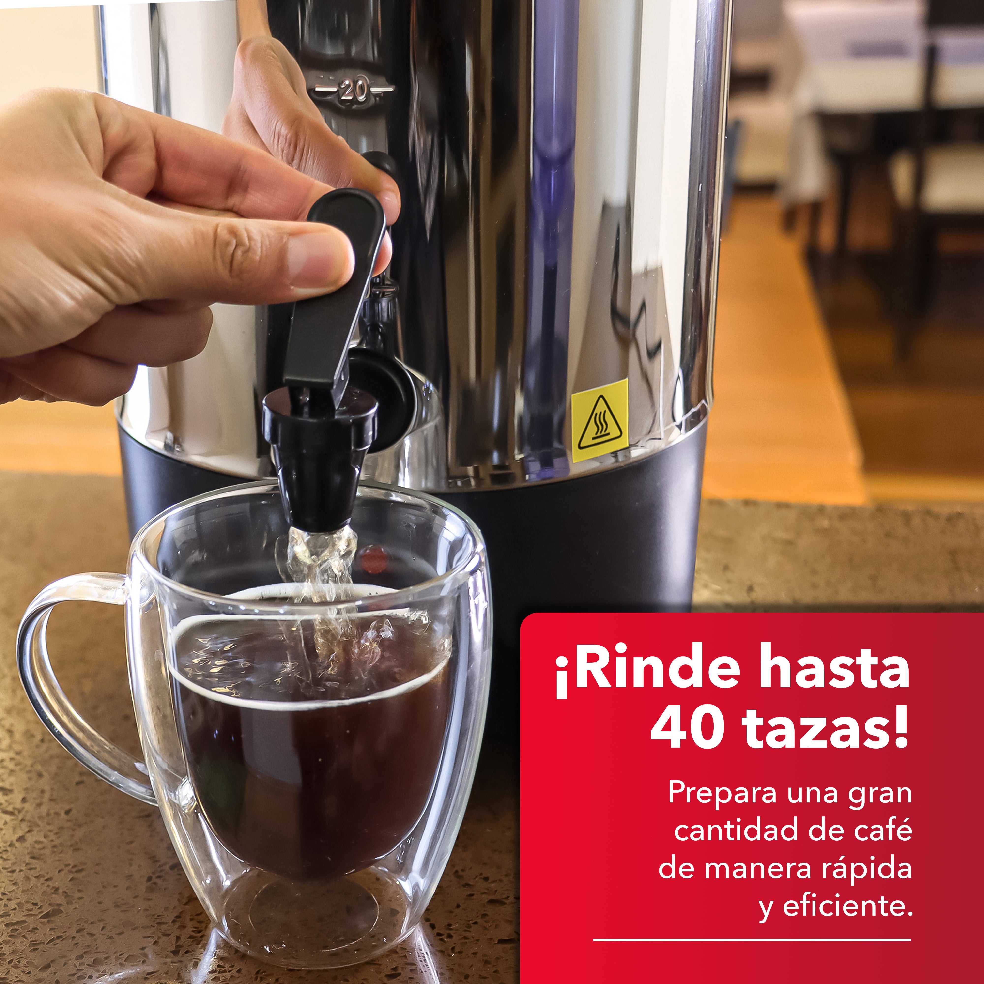 Cafetera de Acero Inoxidable de 40 Tazas RC-6L