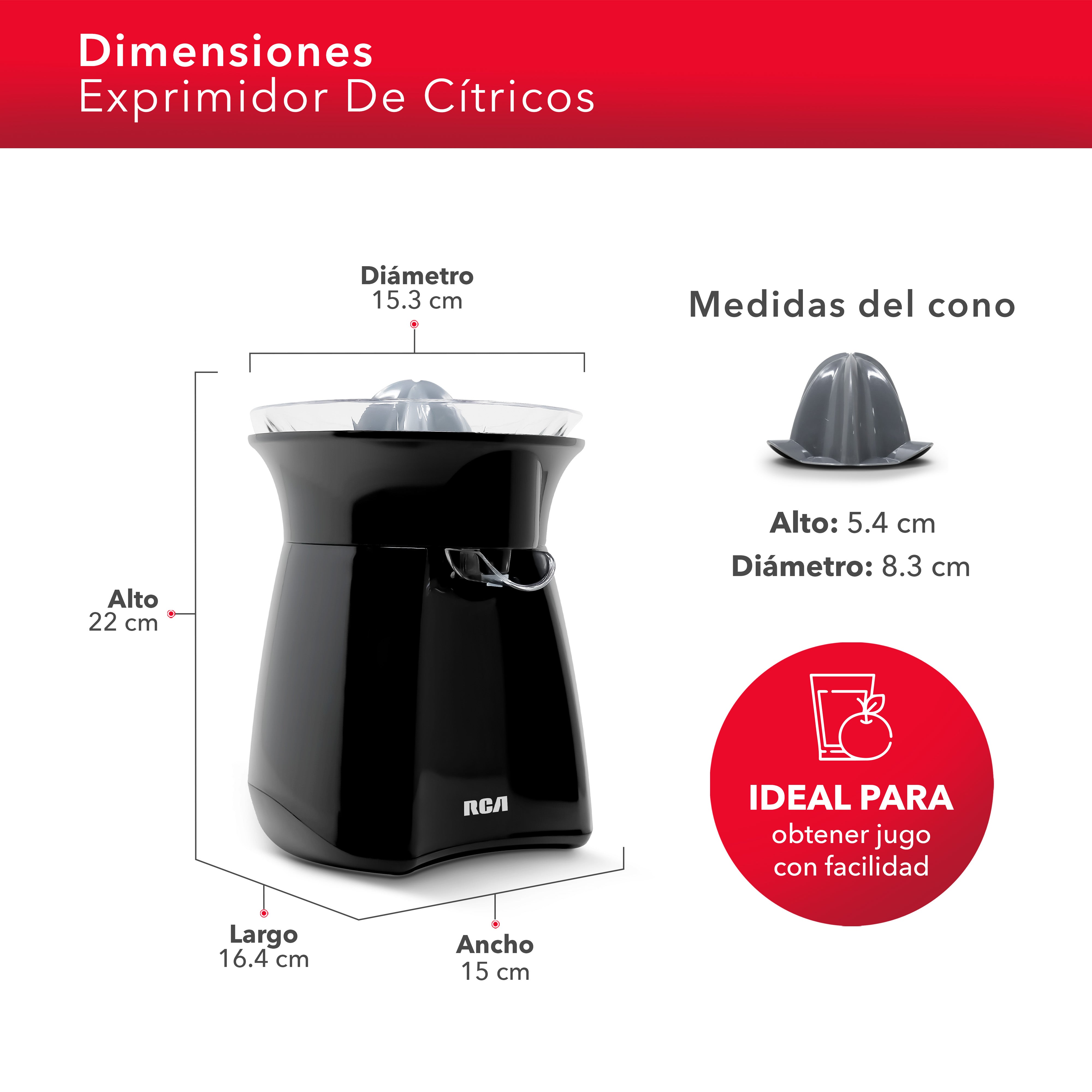 RCA Exprimidor de Cítricos Eléctrico RC-8004N negro