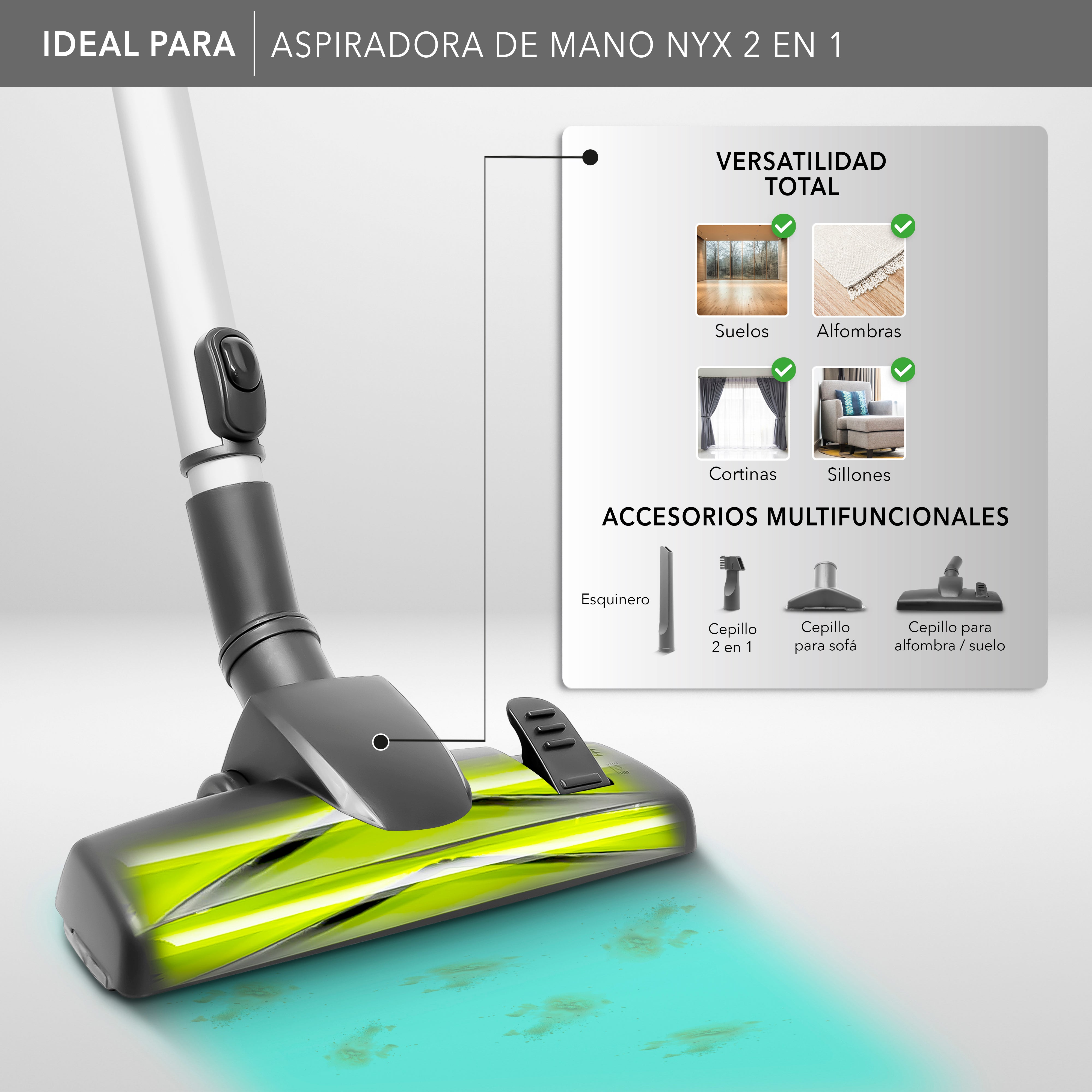 Rca Aspiradora De Mano Nyx Rc-a1 2 En 1 Hogar Y Auto - Gris
