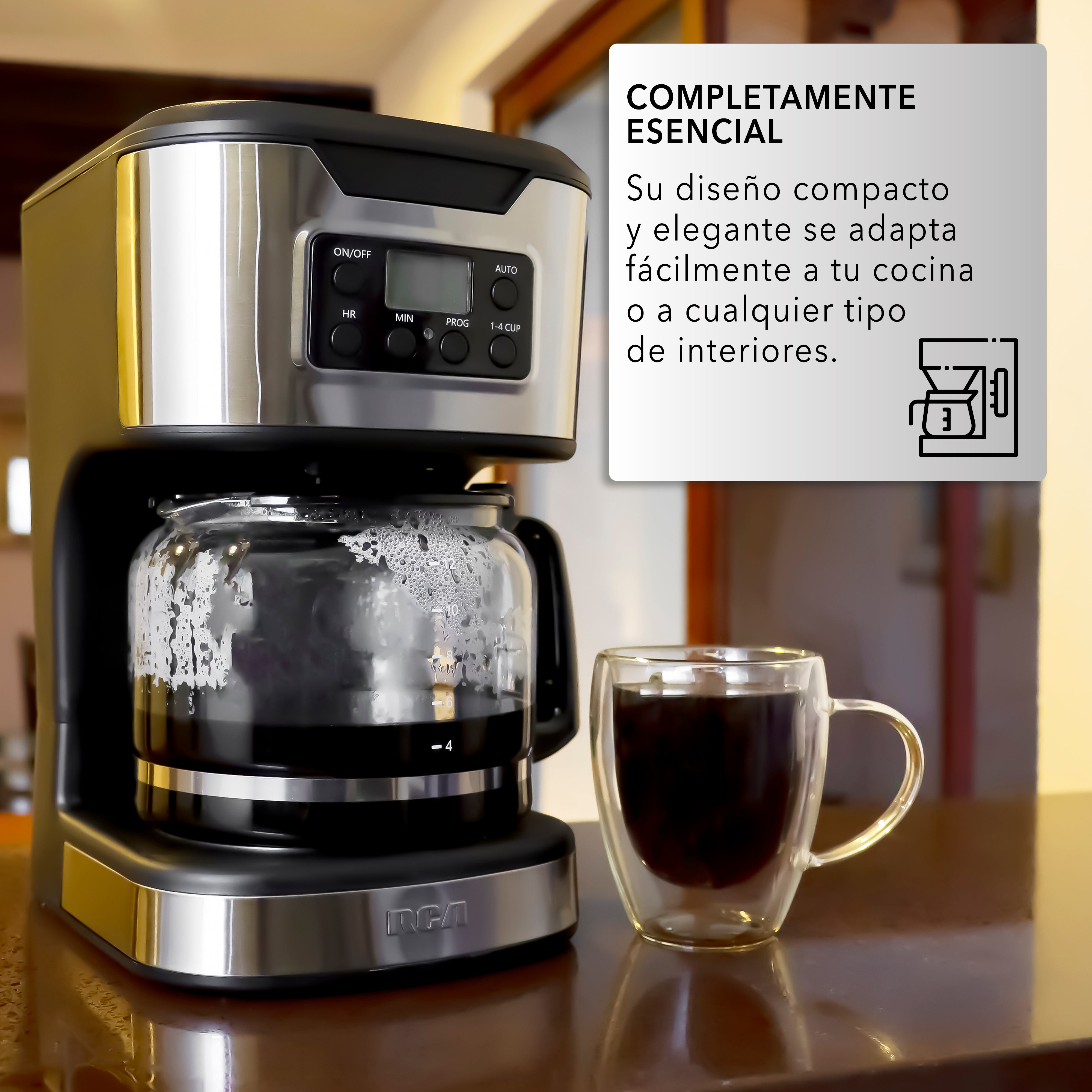 Rca Cafetera Digital Programable 12 Tazas Rc-caf3 Negro
