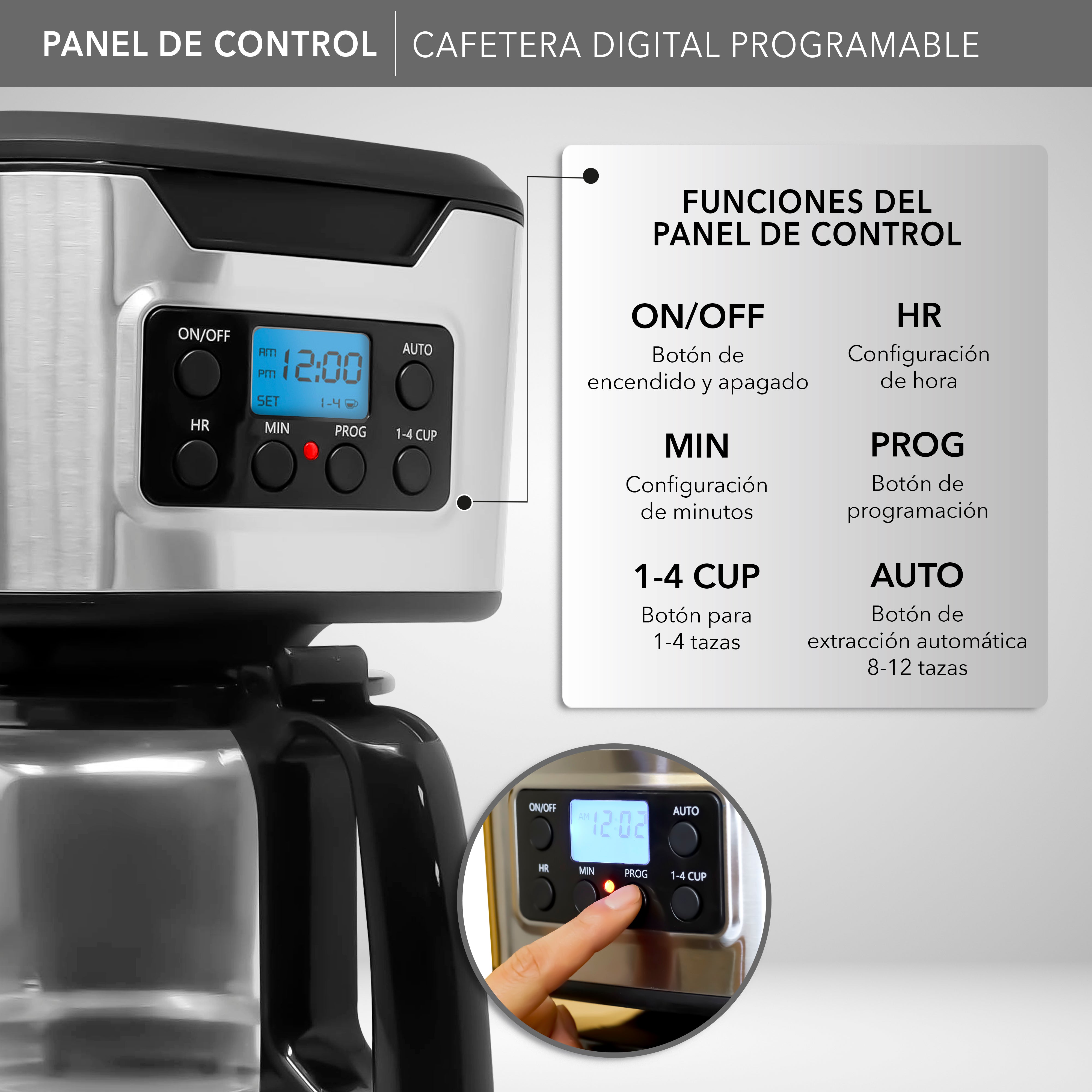 Rca Cafetera Digital Programable 12 Tazas Rc-caf3 Negro