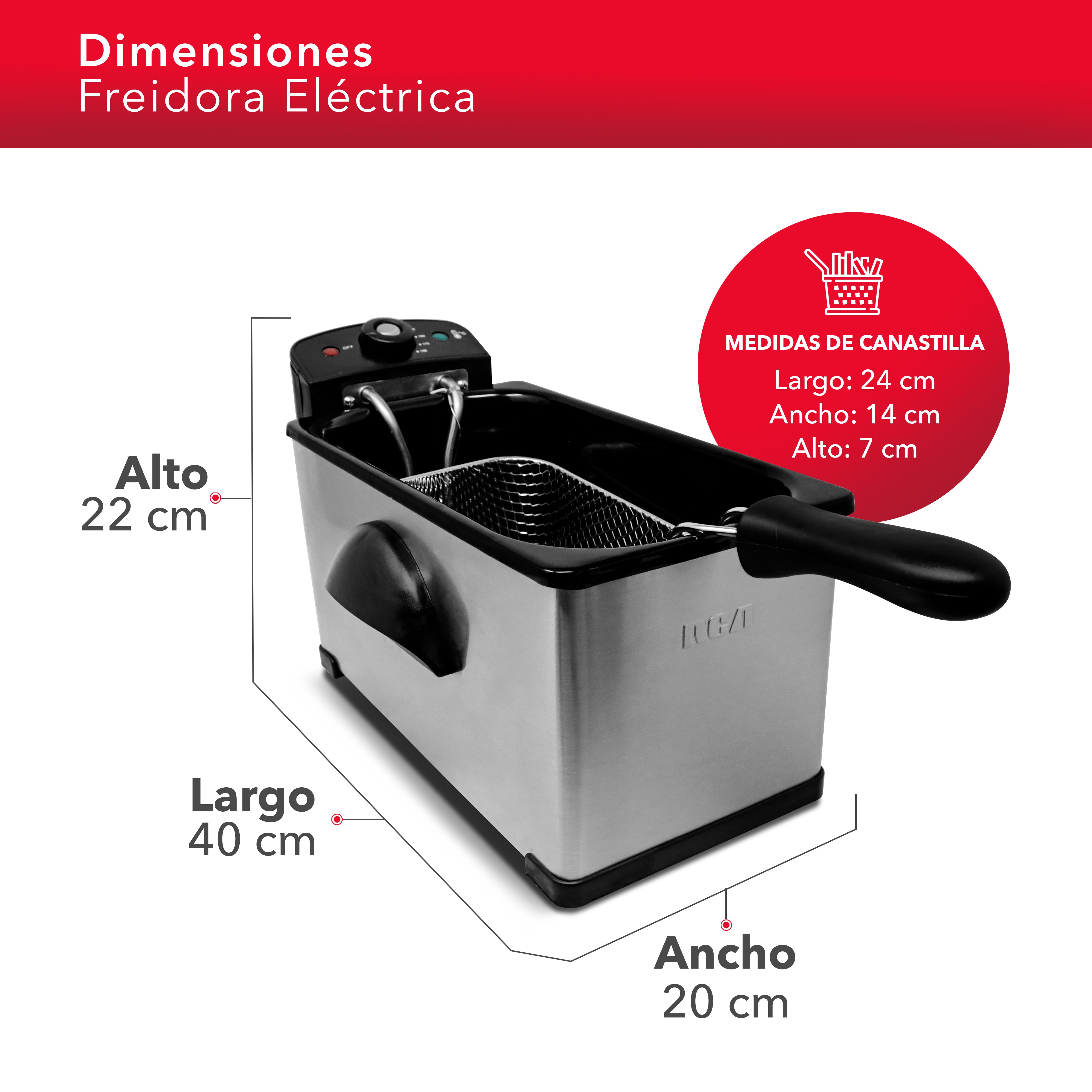 Freidora de Acero Inoxidable RC-DF303