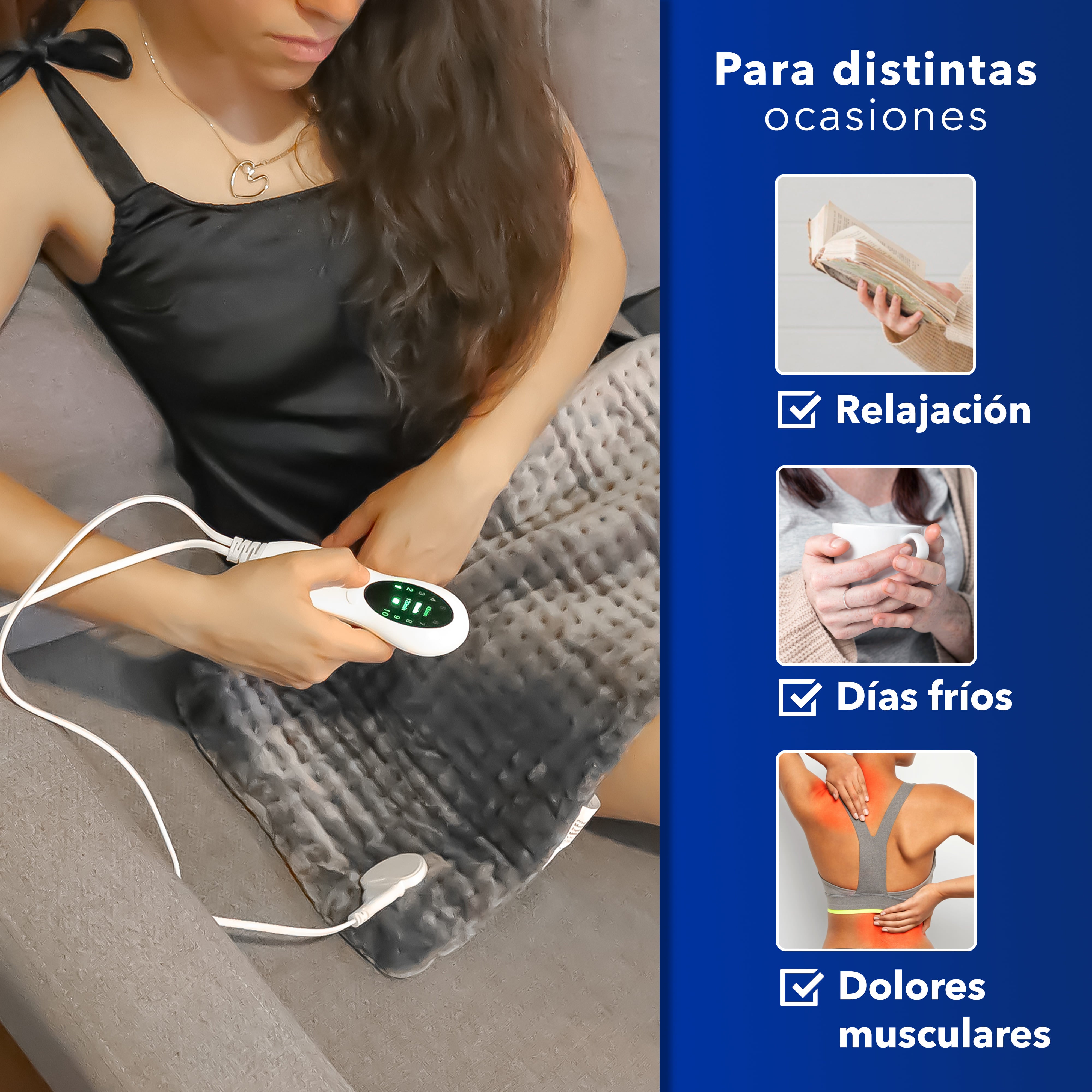 Almohadilla Eléctrica con Temporizador y 10 Niveles de Temperatura RC-HP1