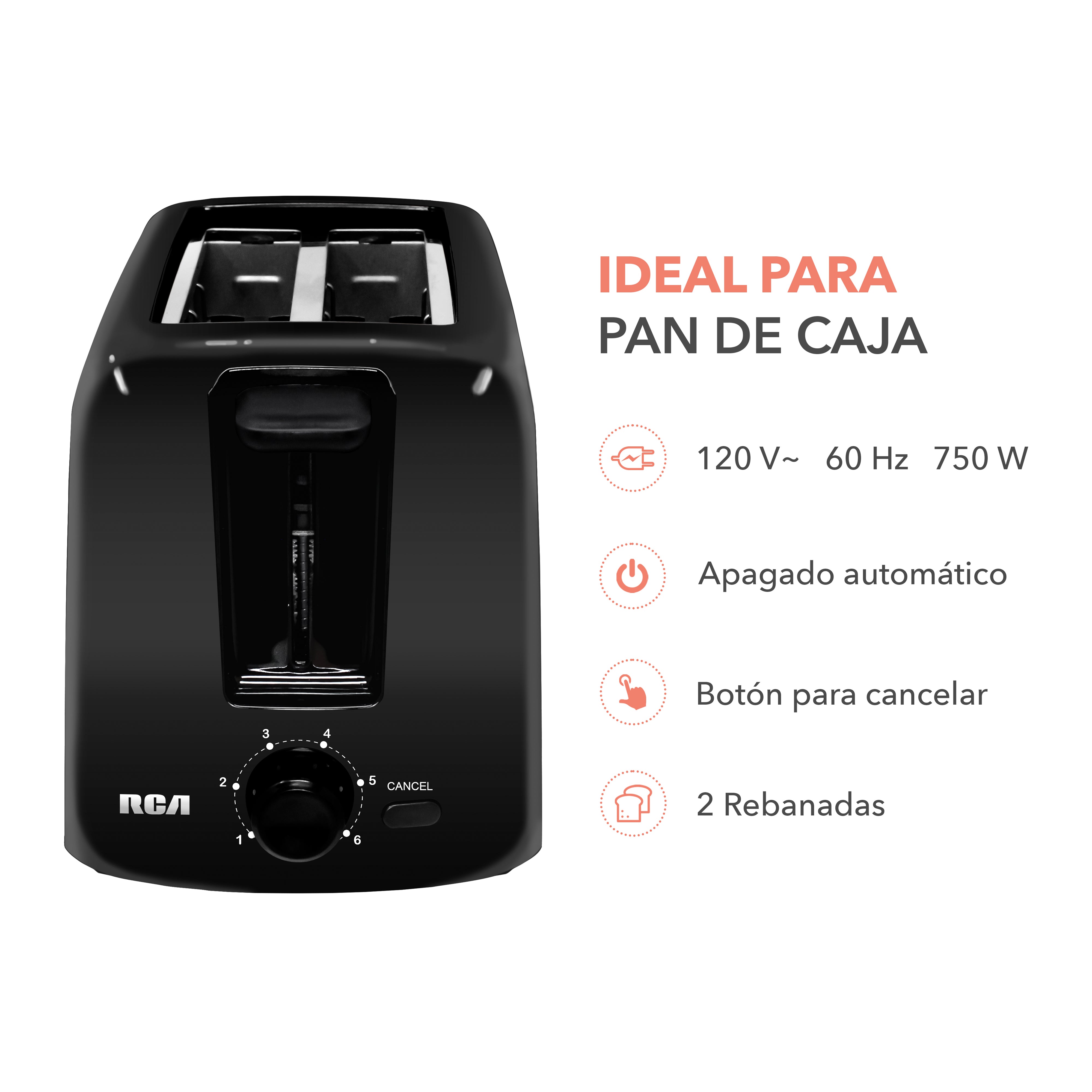 Tostador de Pan con 6 Niveles de Intensidad RC-T2