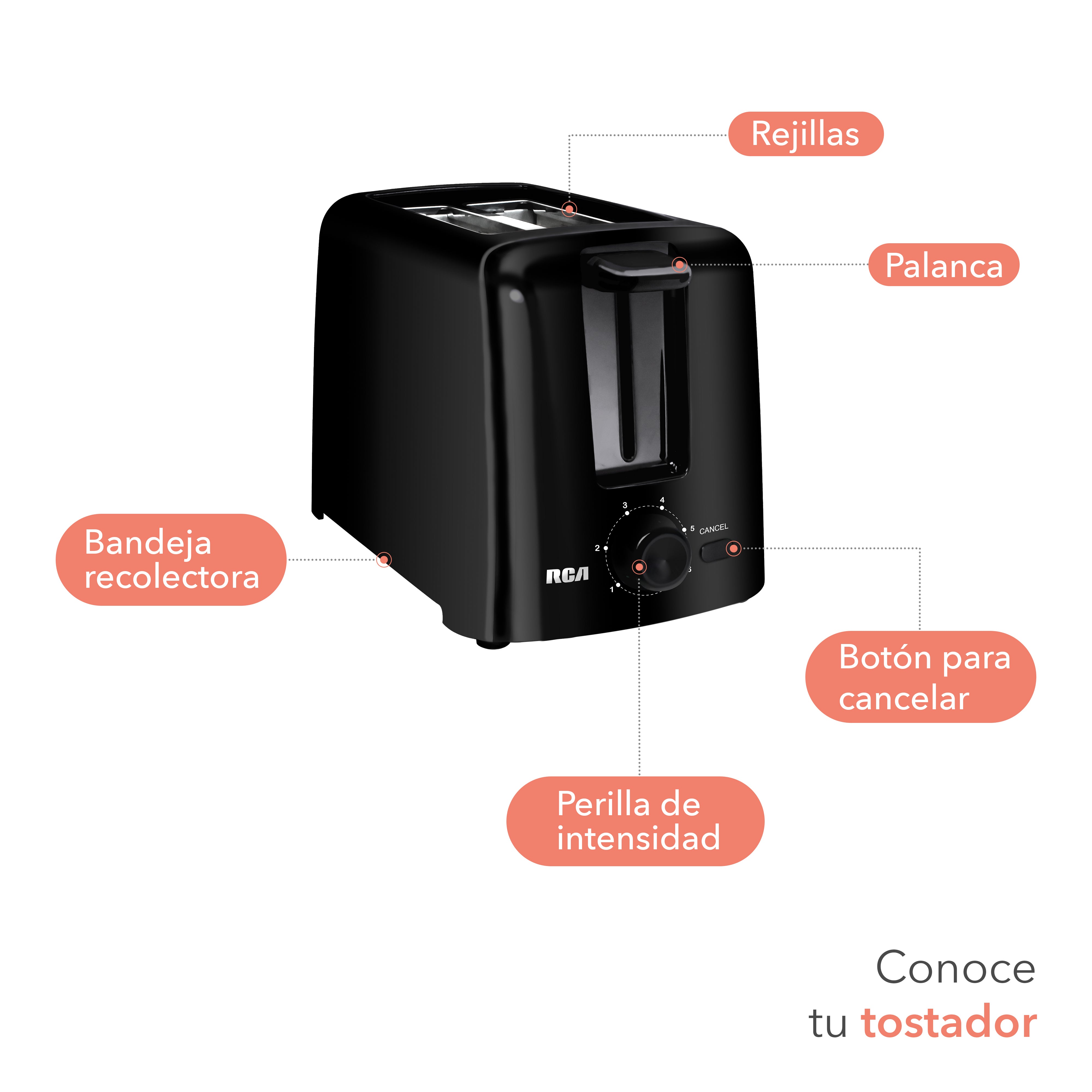 Tostador de Pan con 6 Niveles de Intensidad RC-T2