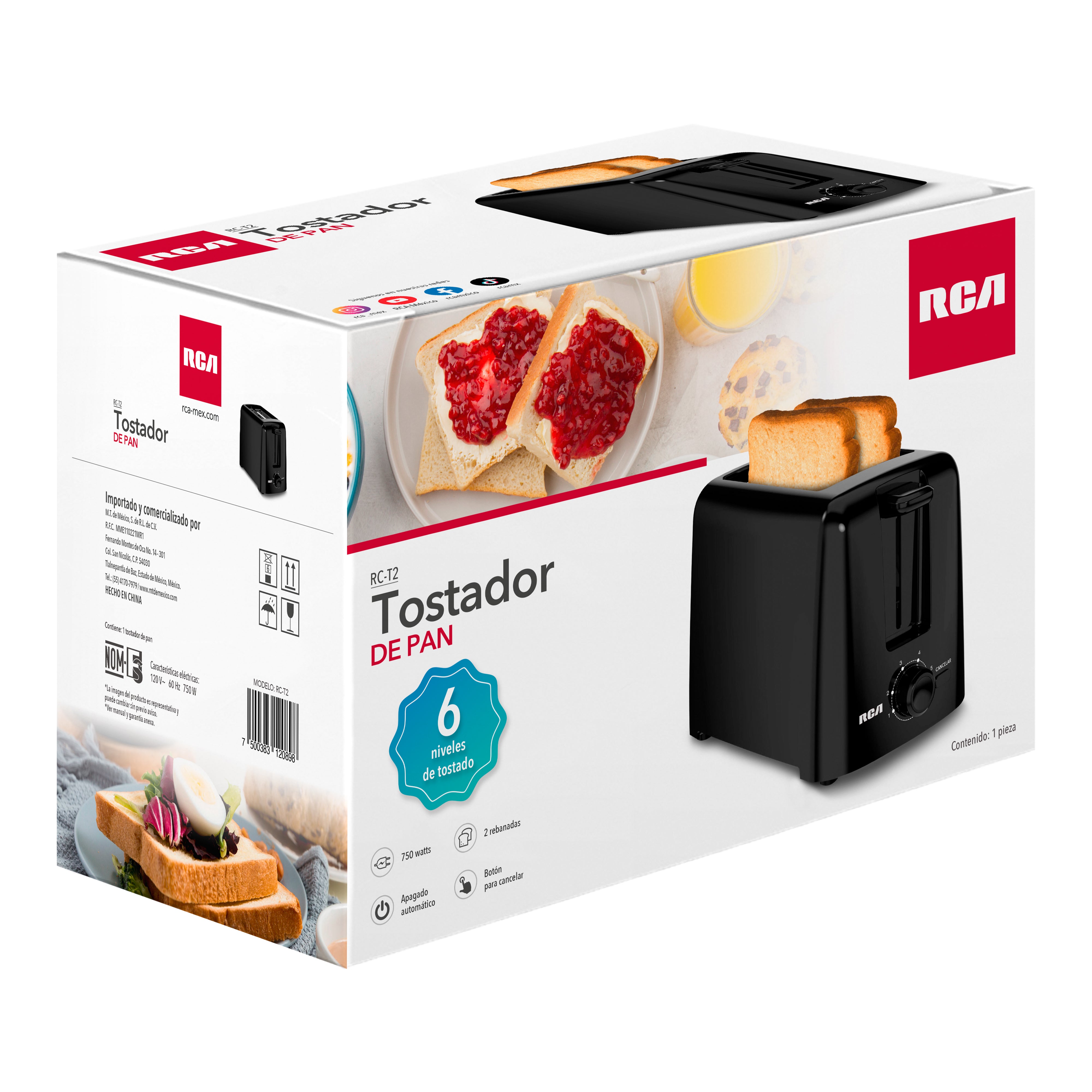 Tostador de Pan con 6 Niveles de Intensidad RC-T2
