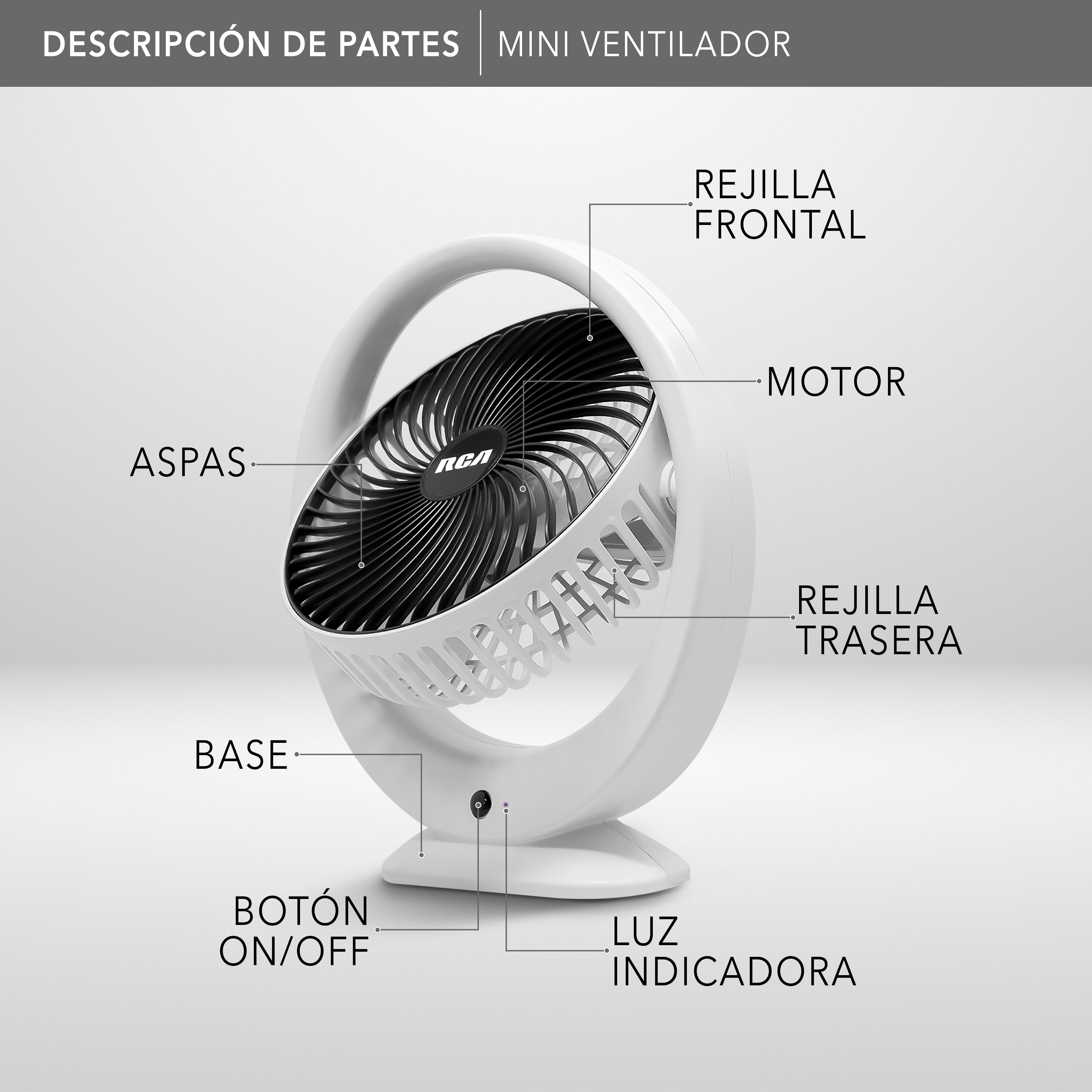 Mini Ventilador RC-V1 Recargable, Portátil y Silencioso