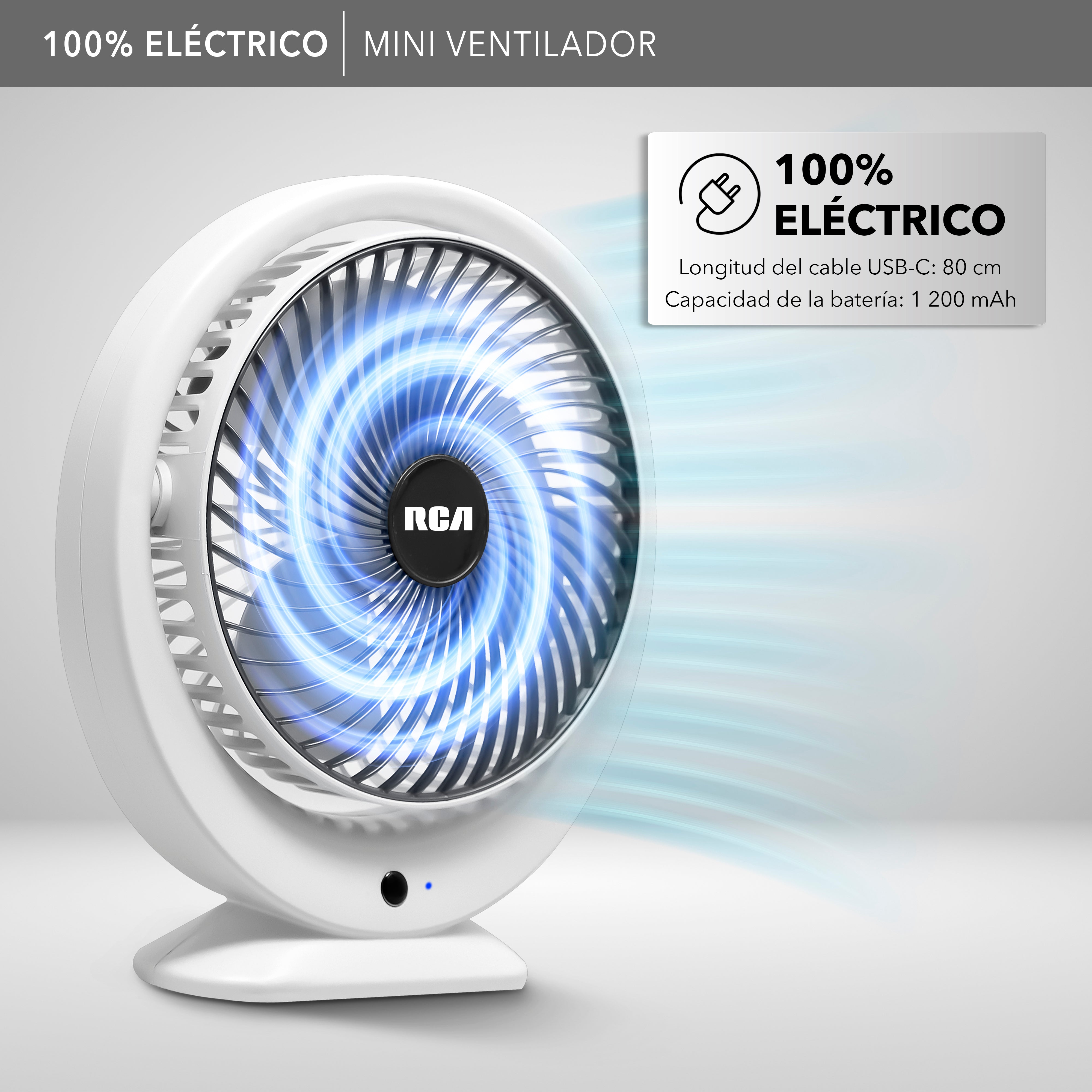 Mini Ventilador RC-V1 Recargable, Portátil y Silencioso