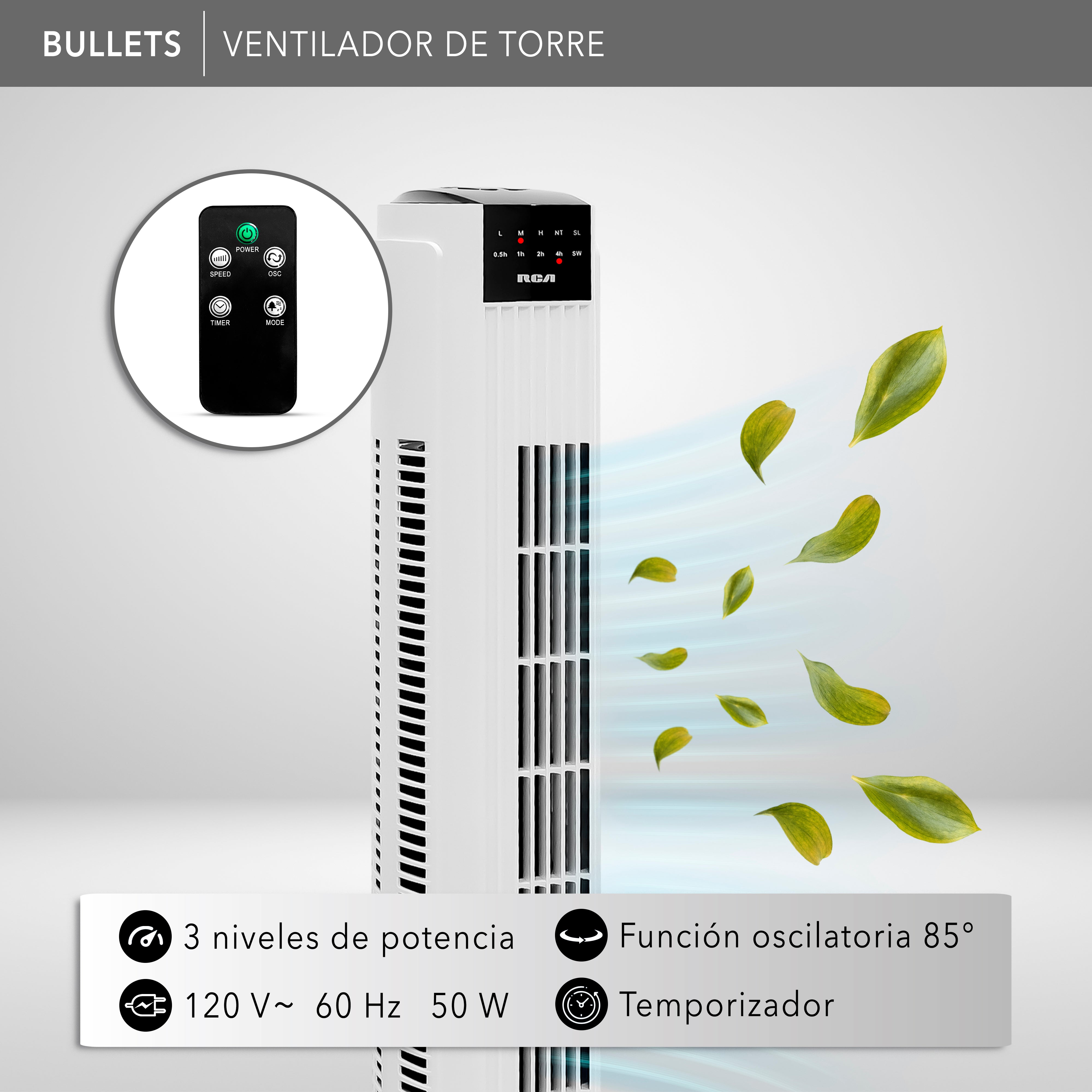Ventilador de Torre con Control Remoto RC-VT2
