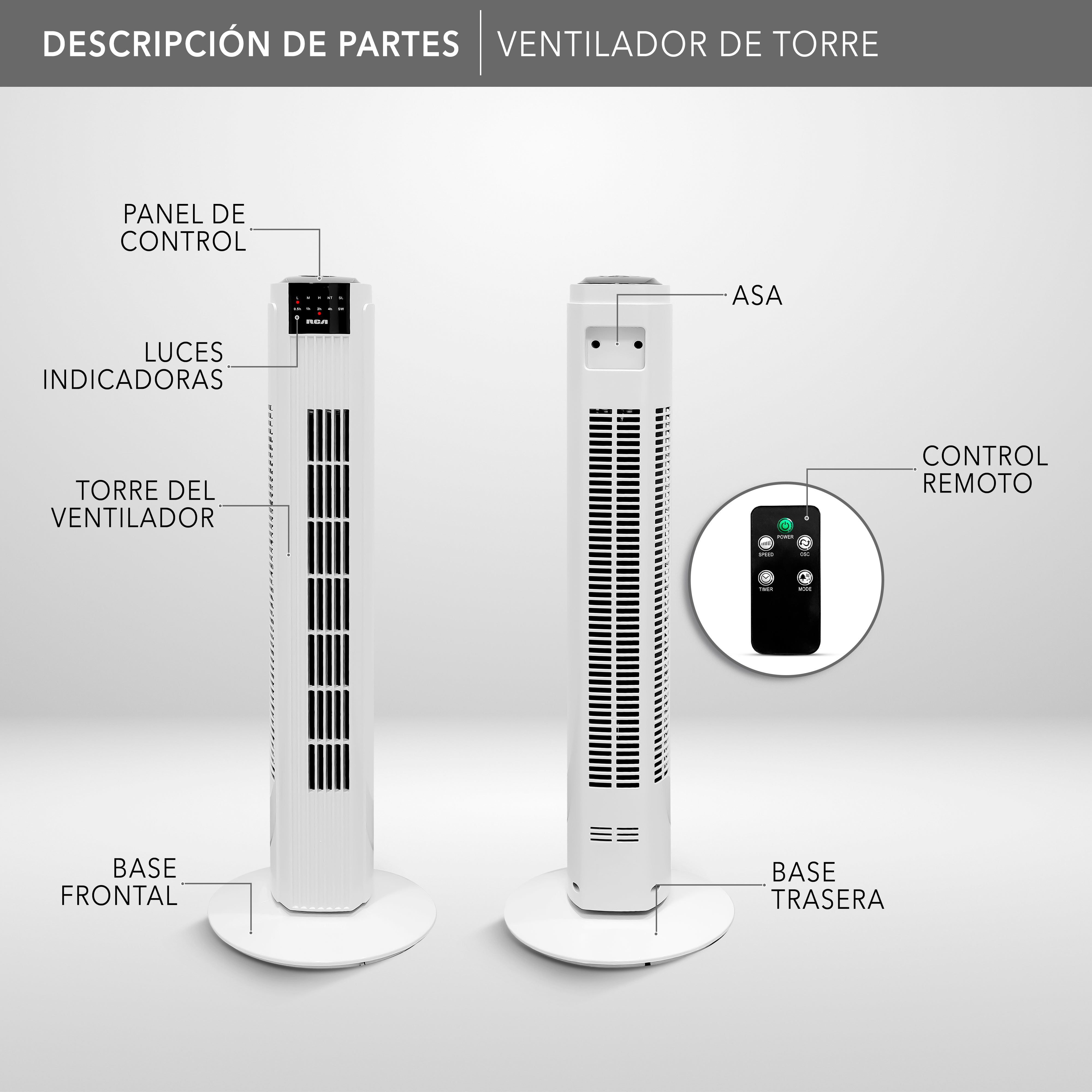 Ventilador de Torre con Control Remoto RC-VT2