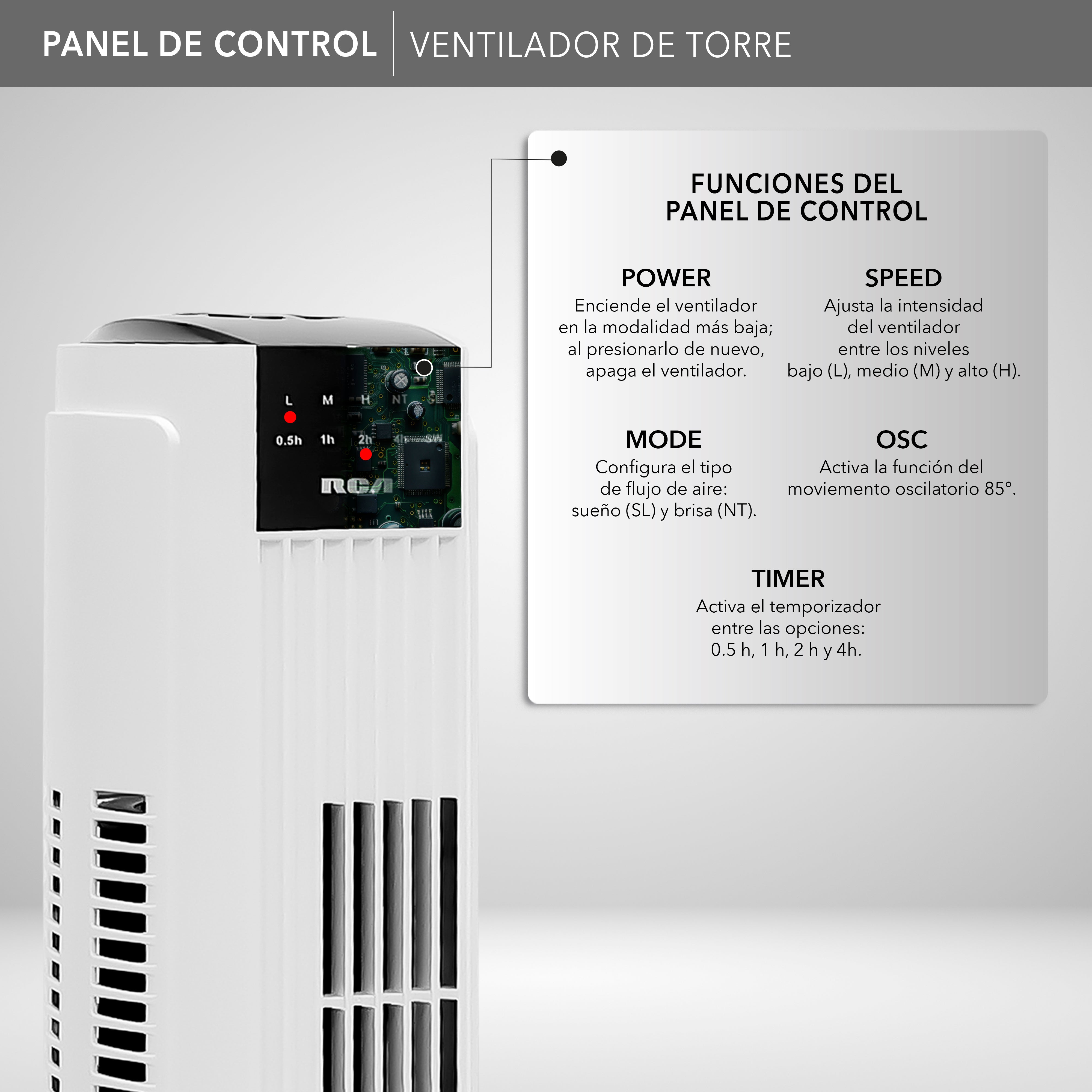 Ventilador de Torre con Control Remoto RC-VT2