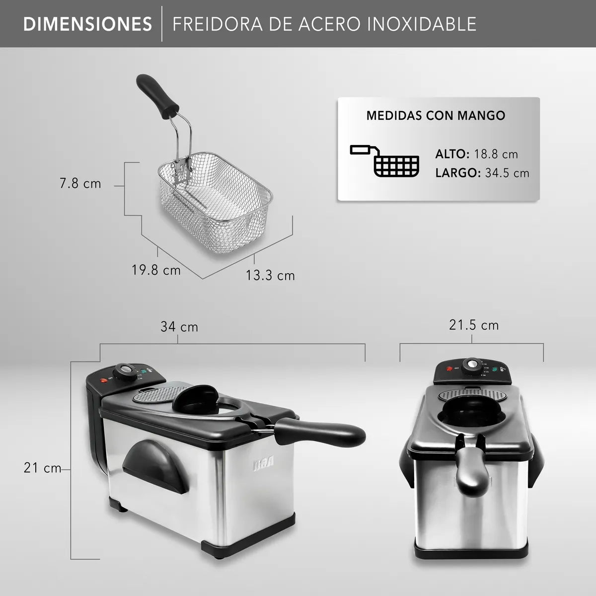 Freidora de Acero Inoxidable RC-DF303