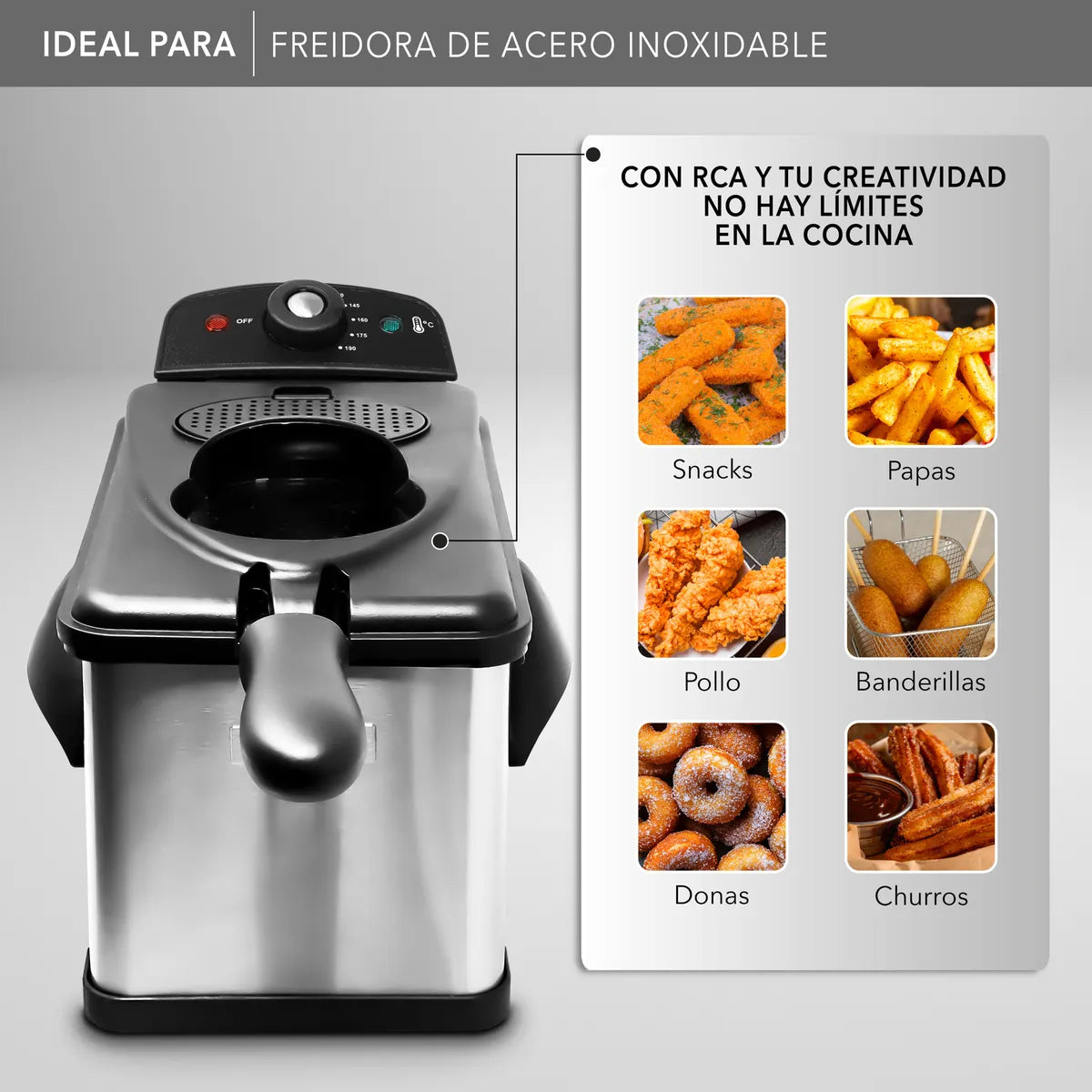 Freidora de Acero Inoxidable RC-DF303