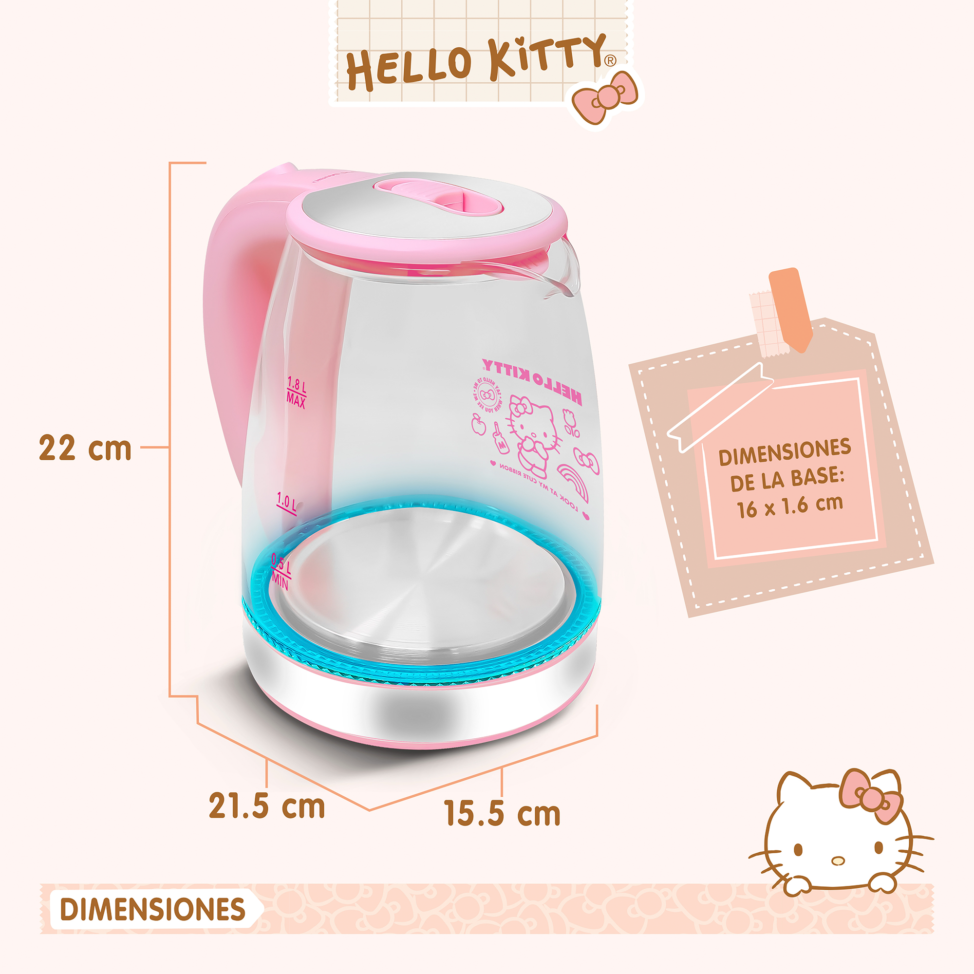 Tetera de Vidrio Hello Kitty HK-328