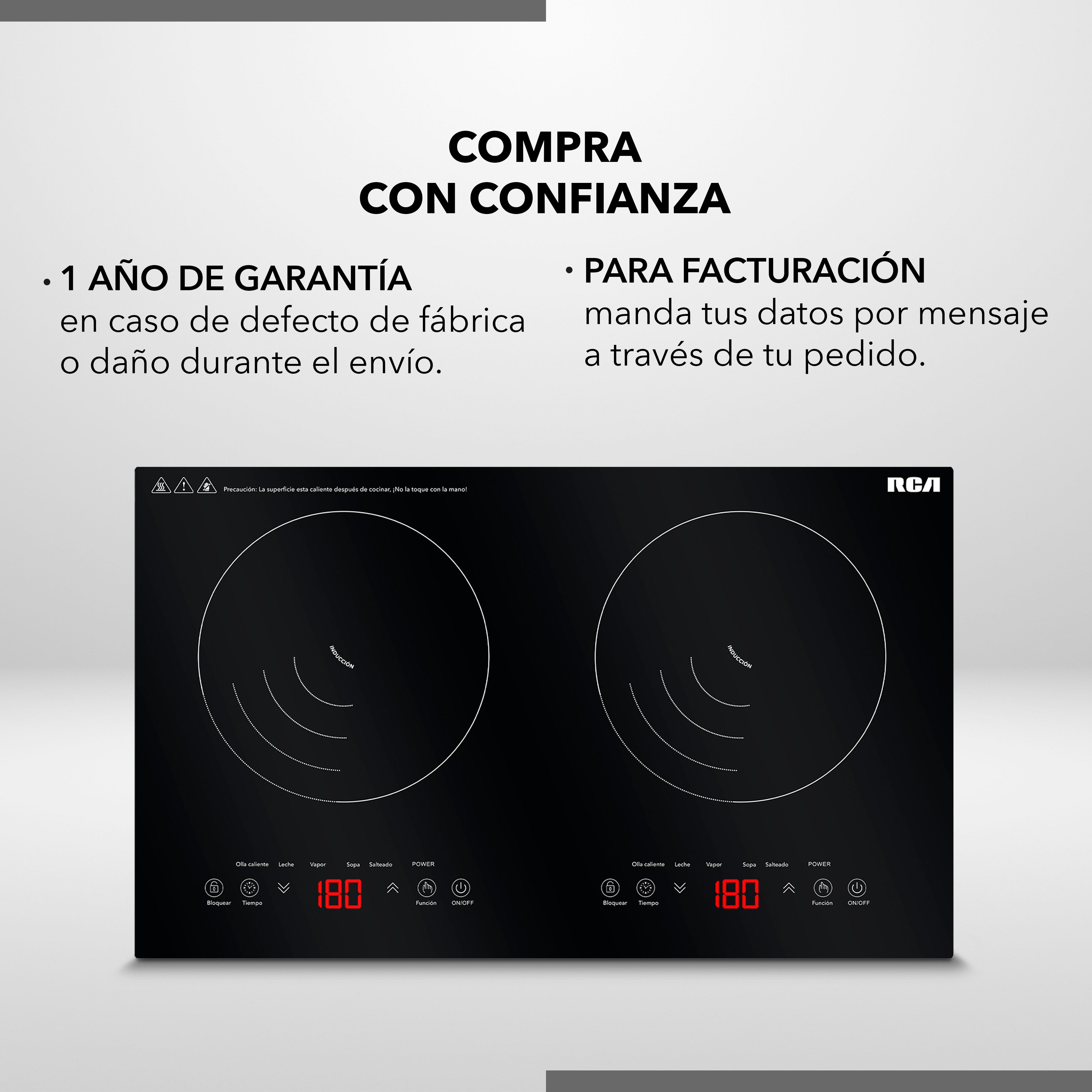 Parrilla De Inducción Empotrable 2 Quemadores Rc-12e2 Color Negro